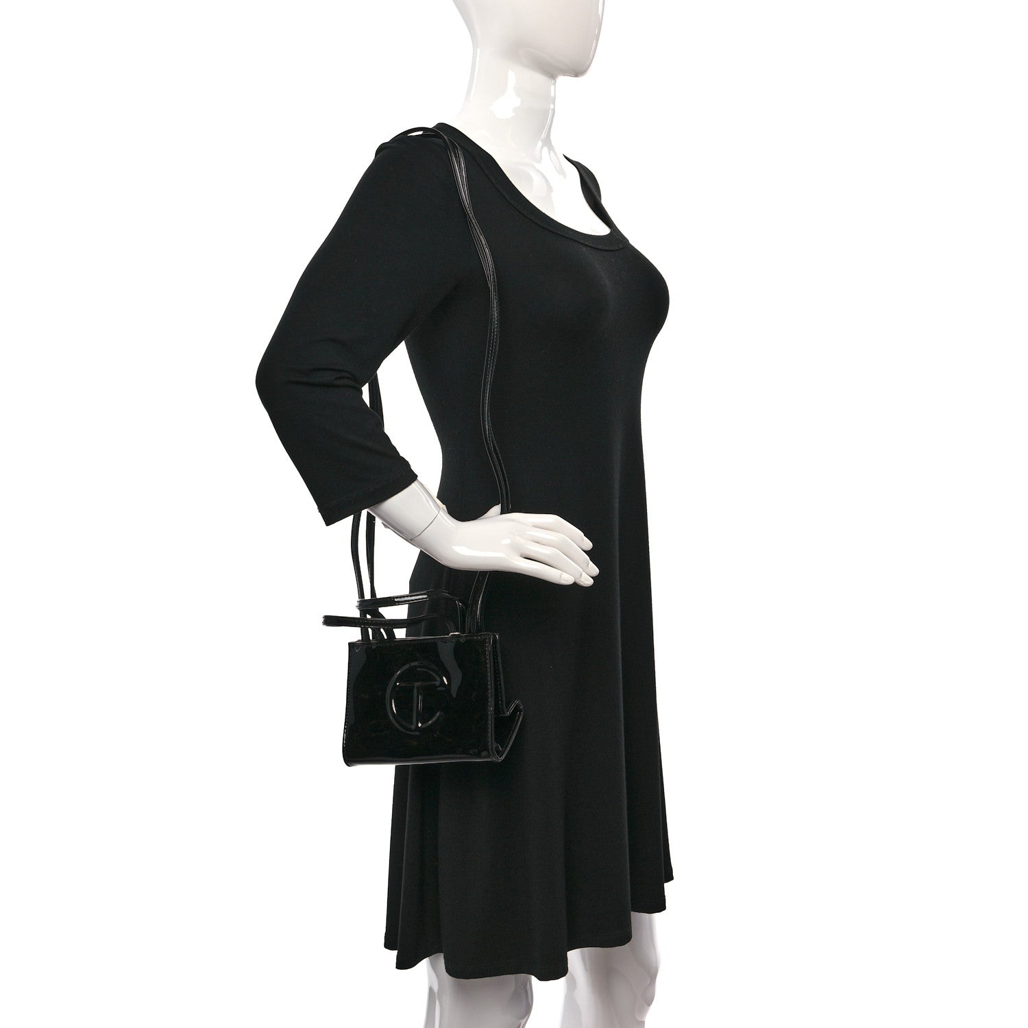 Telfar Patent Vegan Leather Small Shopping Bag Black 2 of 8