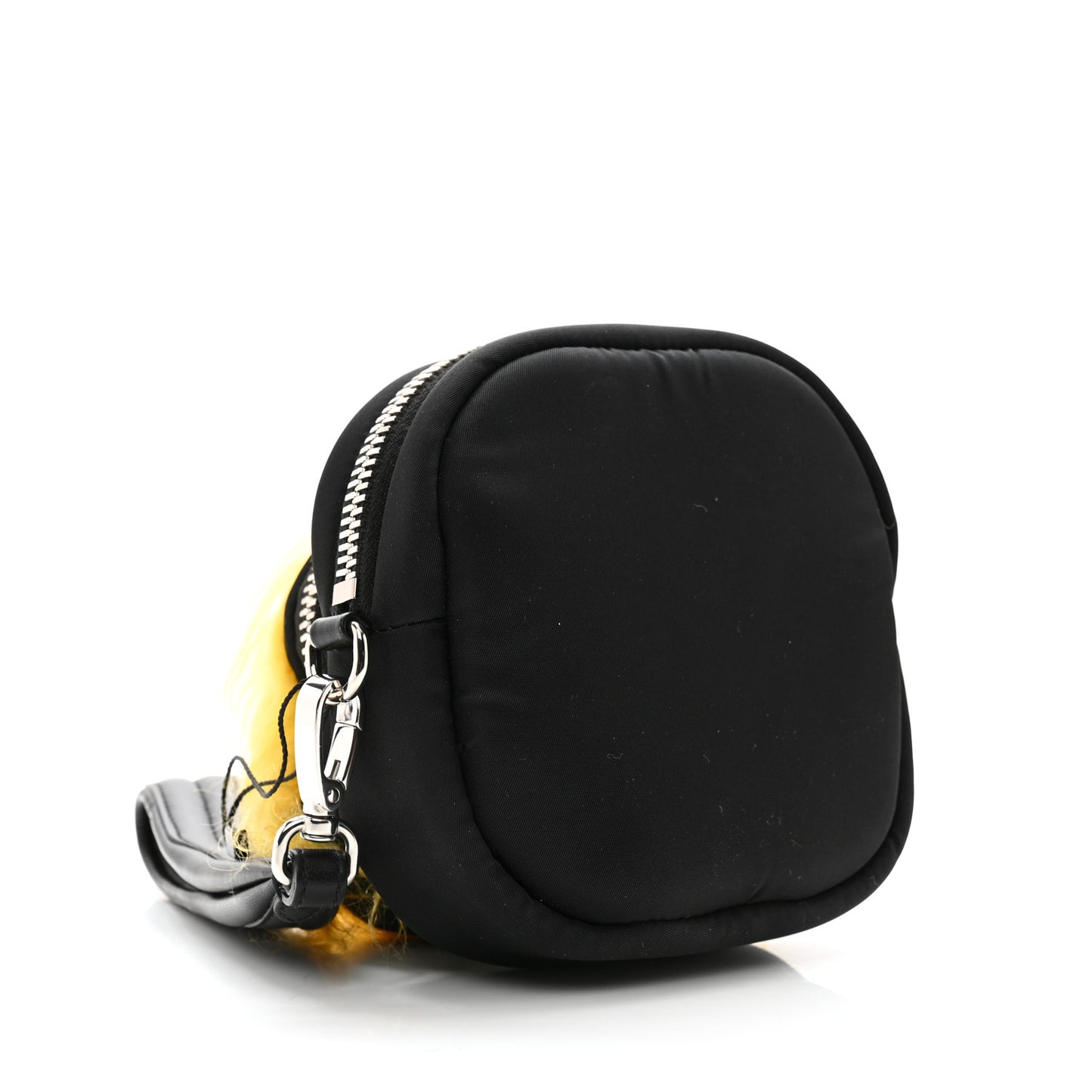 Tessuto Nylon Faux Fur Small Pocket Wristlet Pouch Black Giallo
