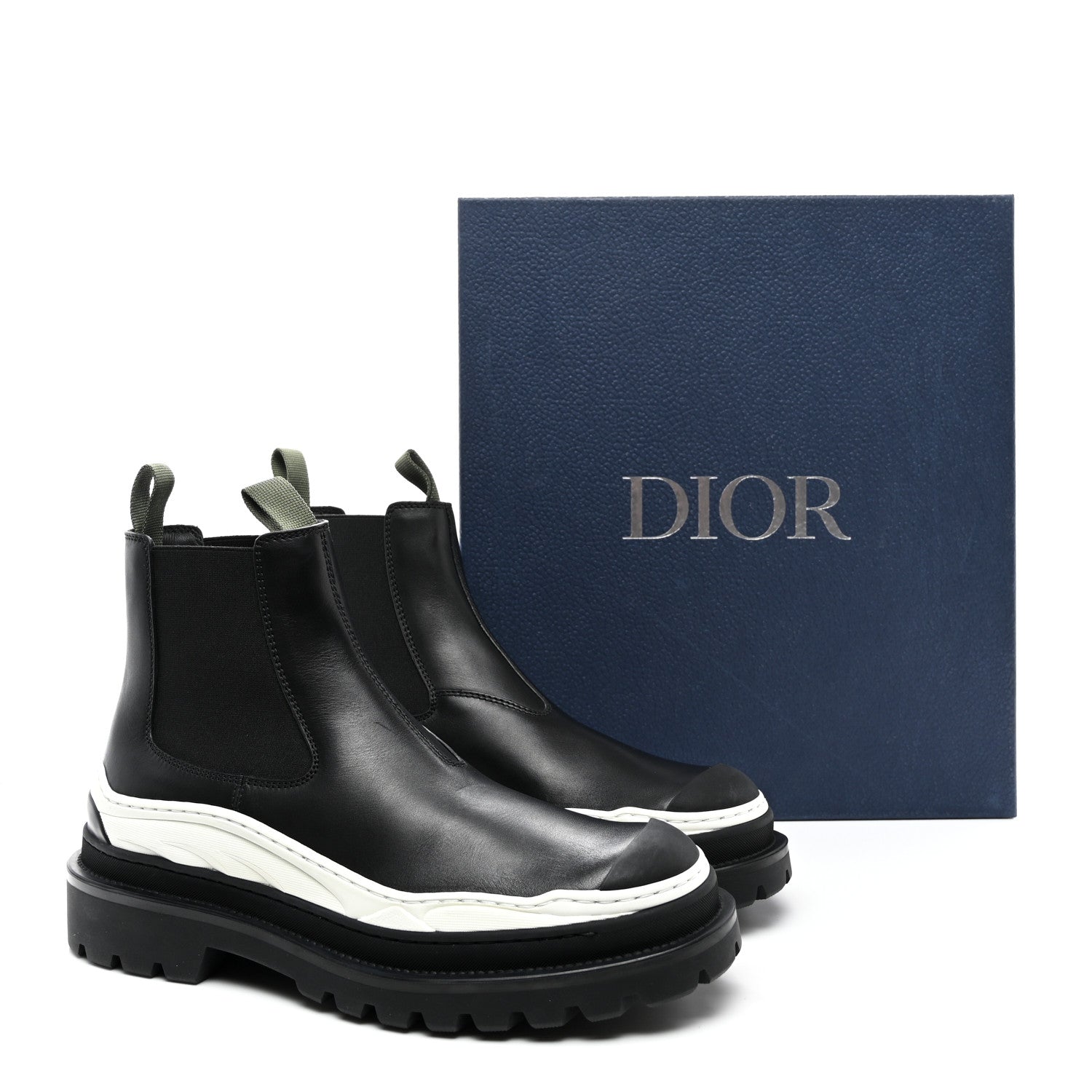 Christian Dior X SACAI Smooth Calfskin Rubber Mens Explorer Chelsea Boots 43 Black 9 of 9