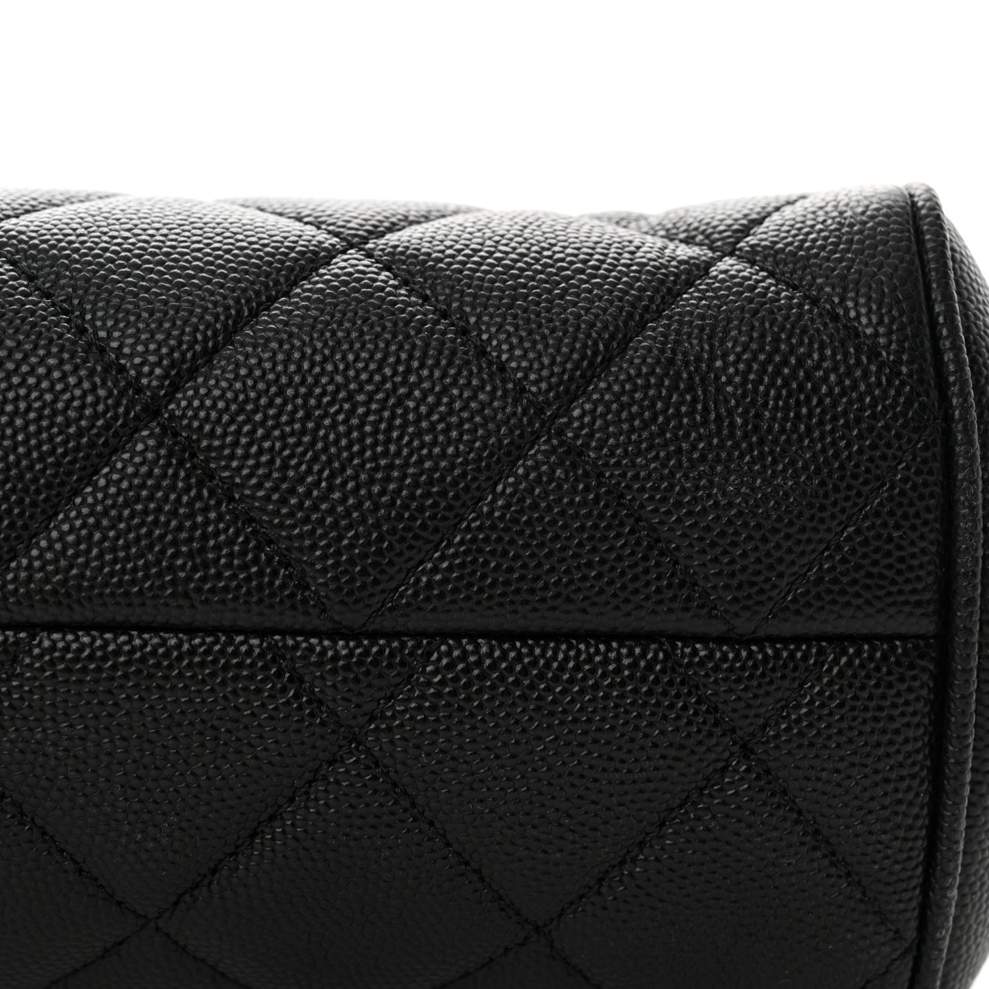 Caviar Quilted In Out Flap Shopping Tote Black