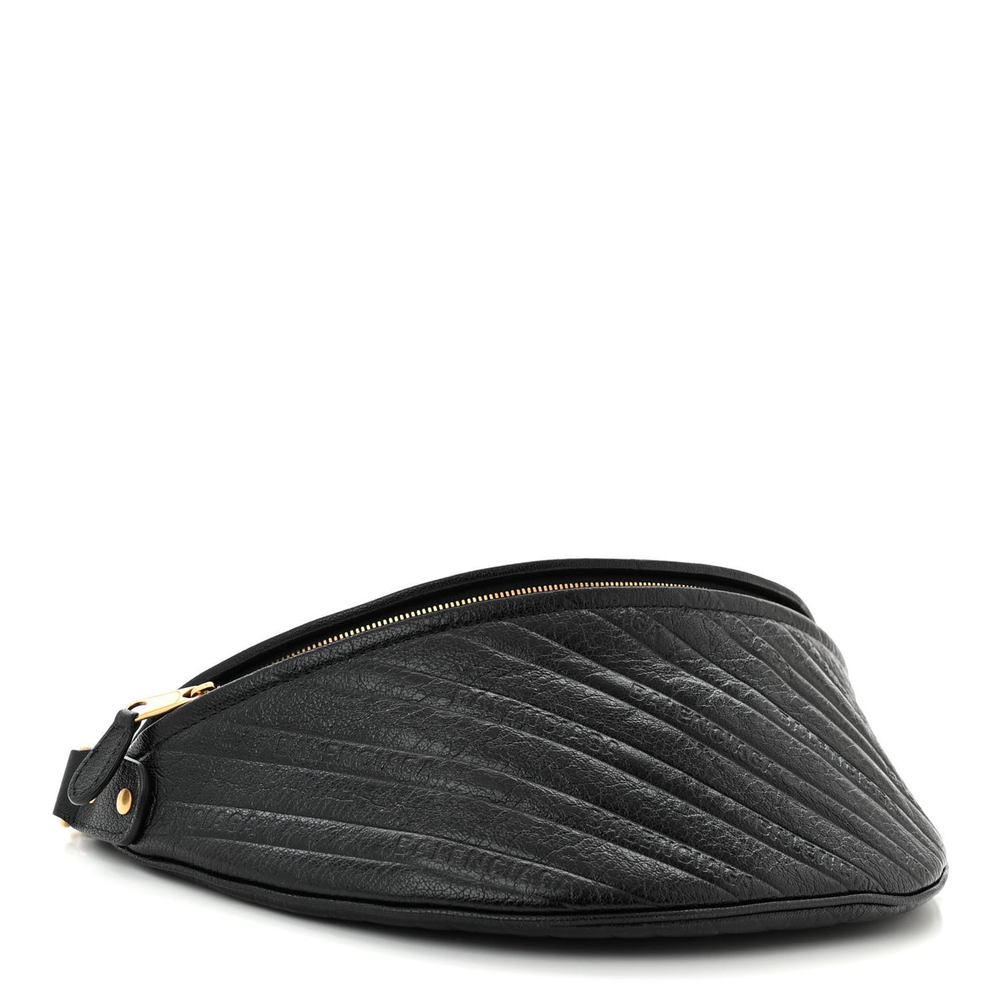 Shiny Goatskin Allover Logo Embossed XS Souvenir Belt Bag Black
