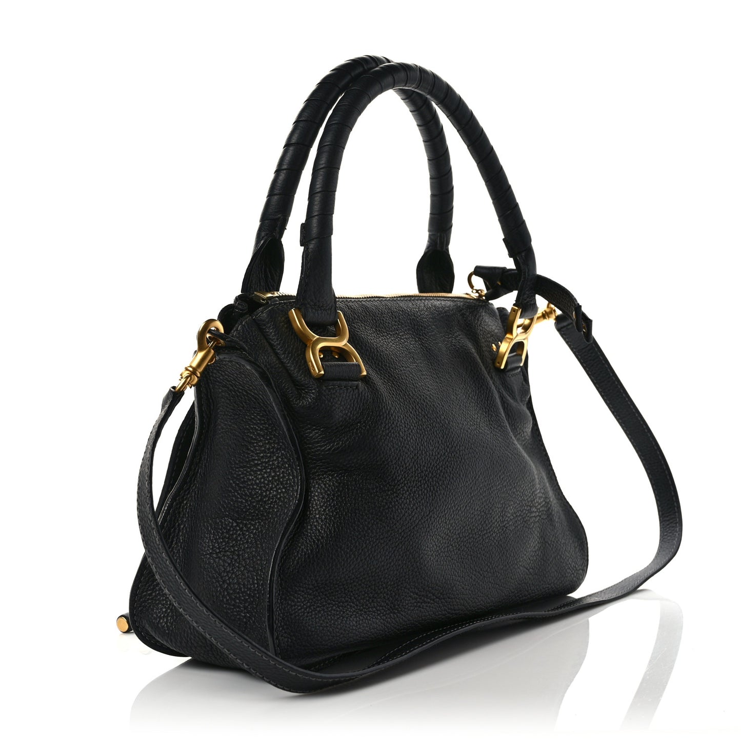 Calfskin Medium Marcie Satchel Black