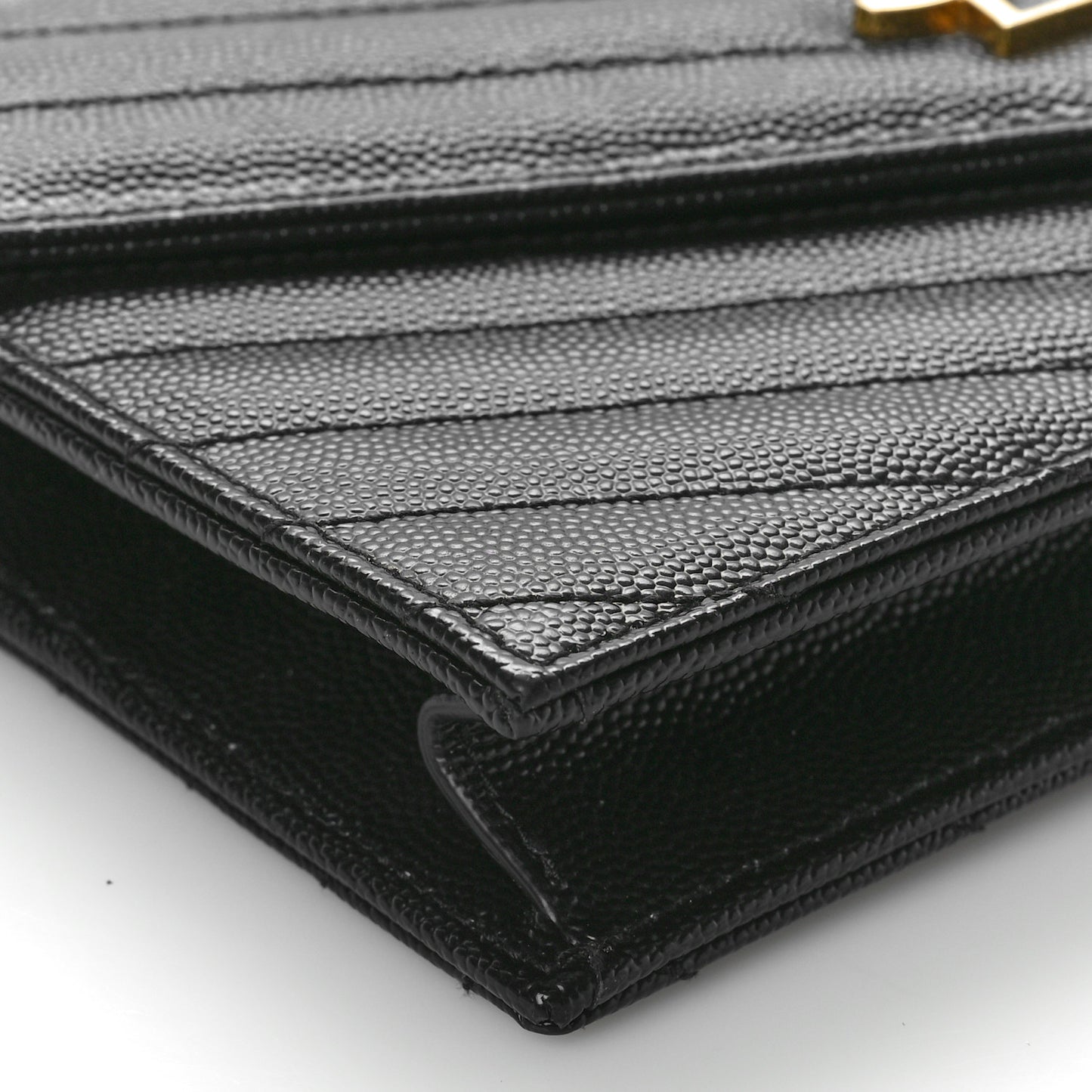 Grain De Poudre Matelasse Chevron Monogram Envelope Chain Wallet Black