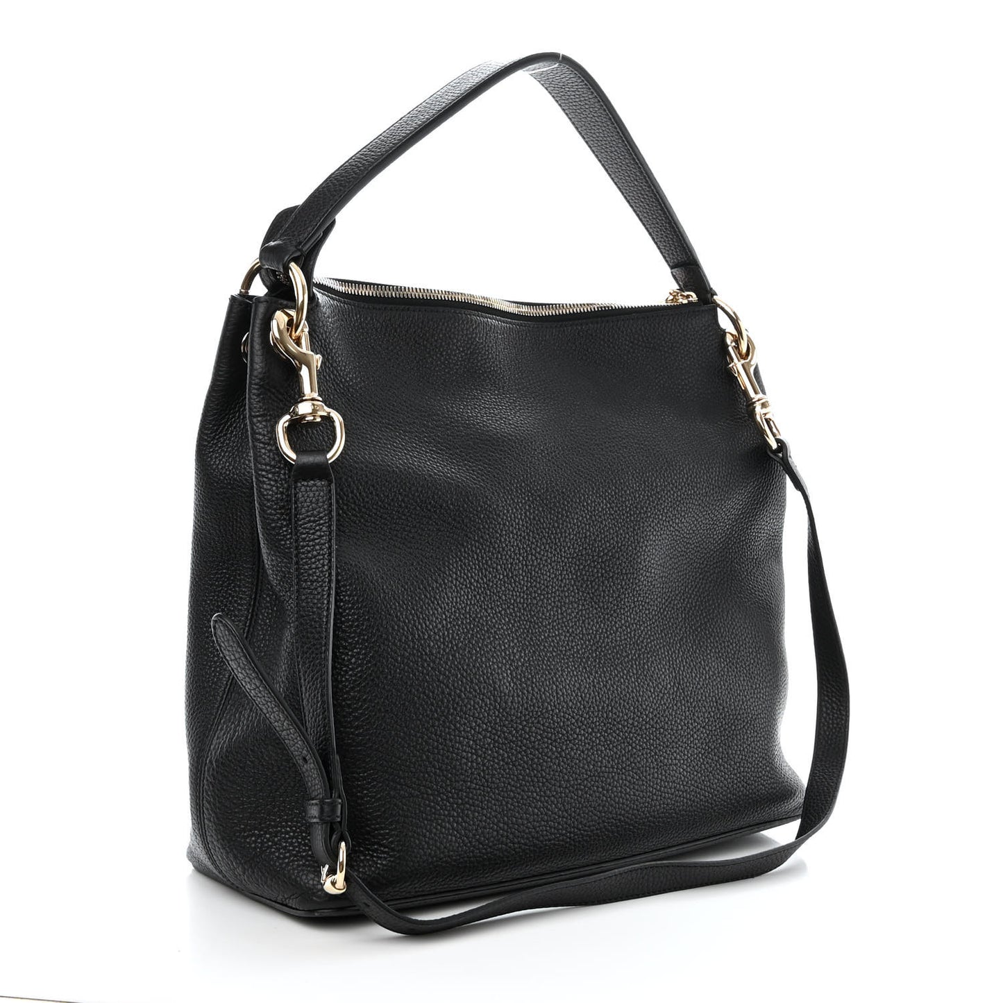 Pebbled Calfskin Large Soho Hobo Black