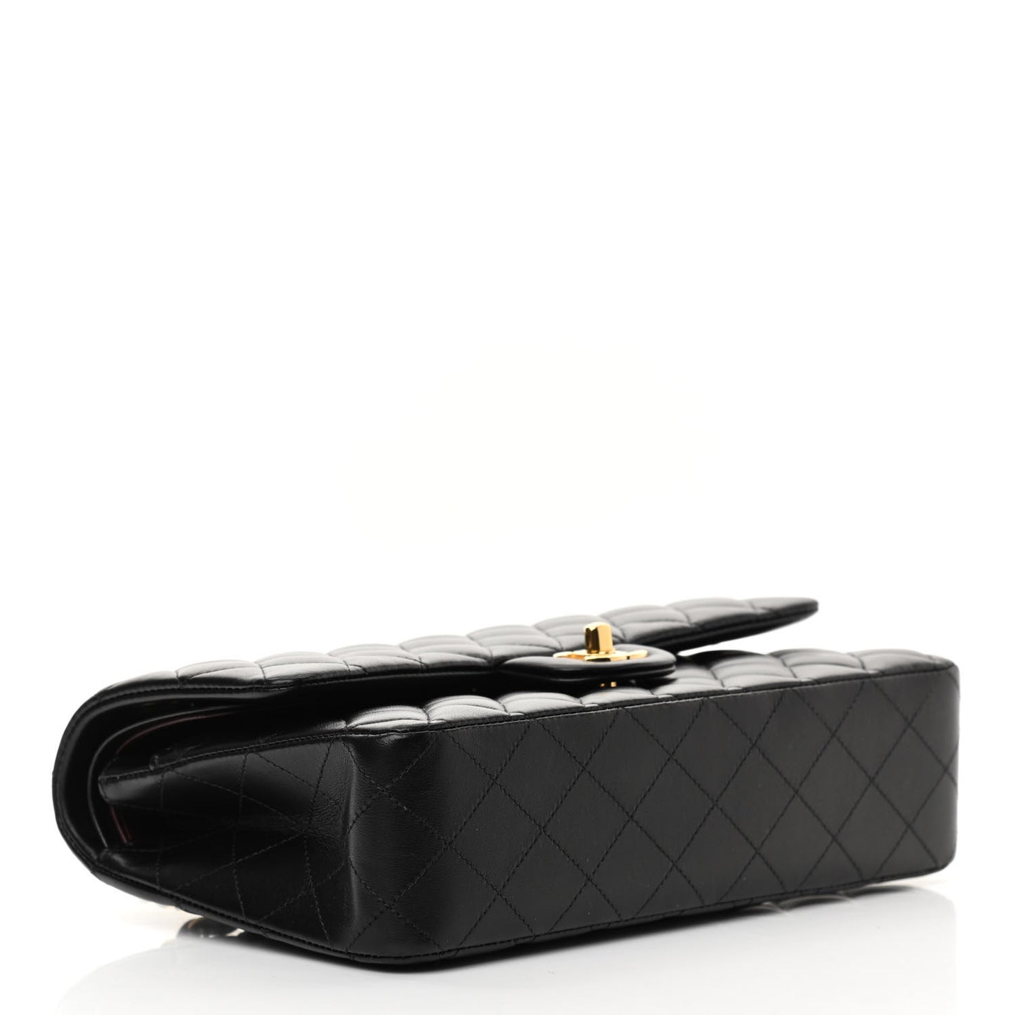 Lambskin Quilted Medium Double Flap Black