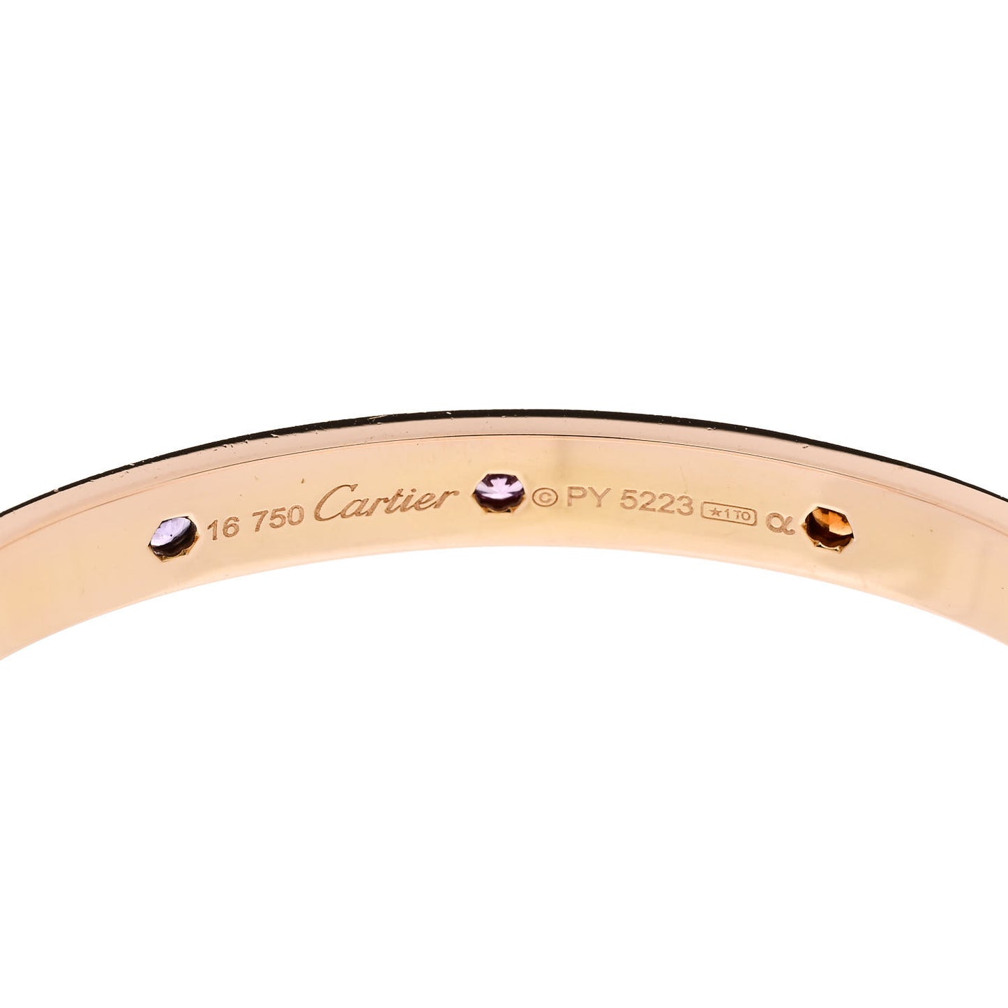 18K Pink Gold Sapphire Garnet Amethyst LOVE Bracelet 16