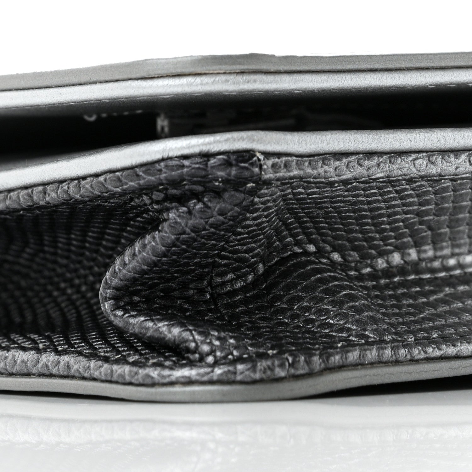 Chanel Lizard Calfskin Boy Wallet on Chain WOC Black Silver 10 of 12