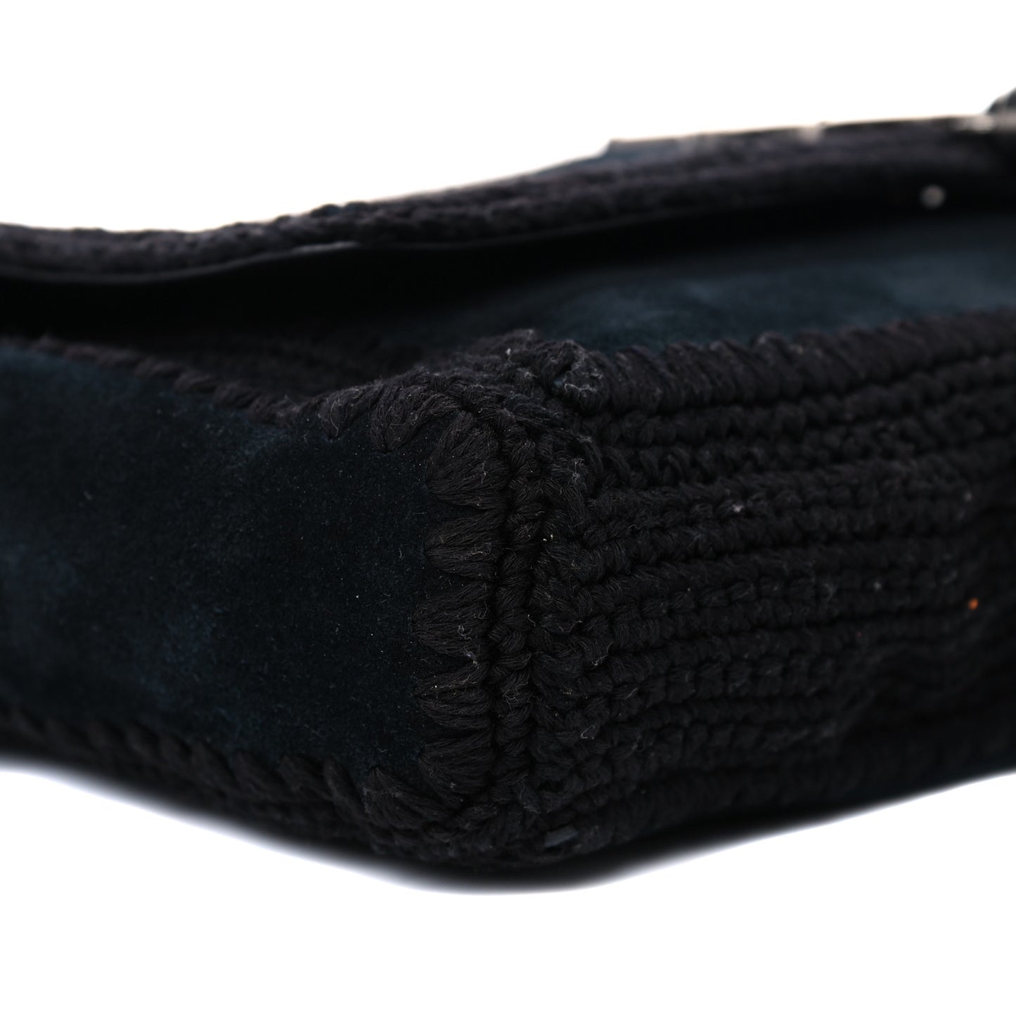Suede Monogram Medium Kate Whipstitch Shoulder Bag Black