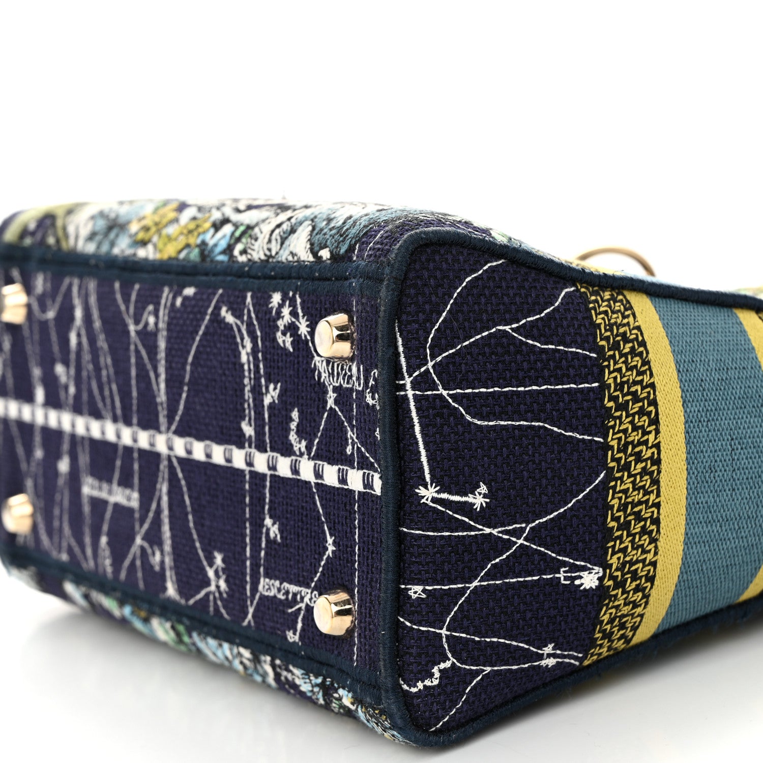 Christian Dior Canvas Embroidered Zodiac Medium Lady D-Lite Blue Multicolor 10 of 12