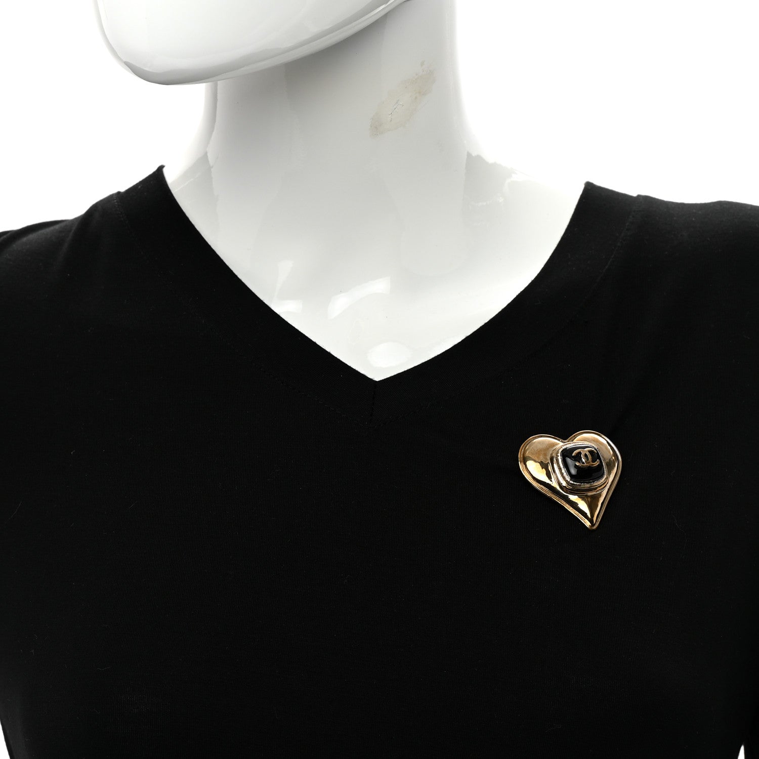 Chanel Metal Enamel CC Heart Brooch Gold 2 of 4
