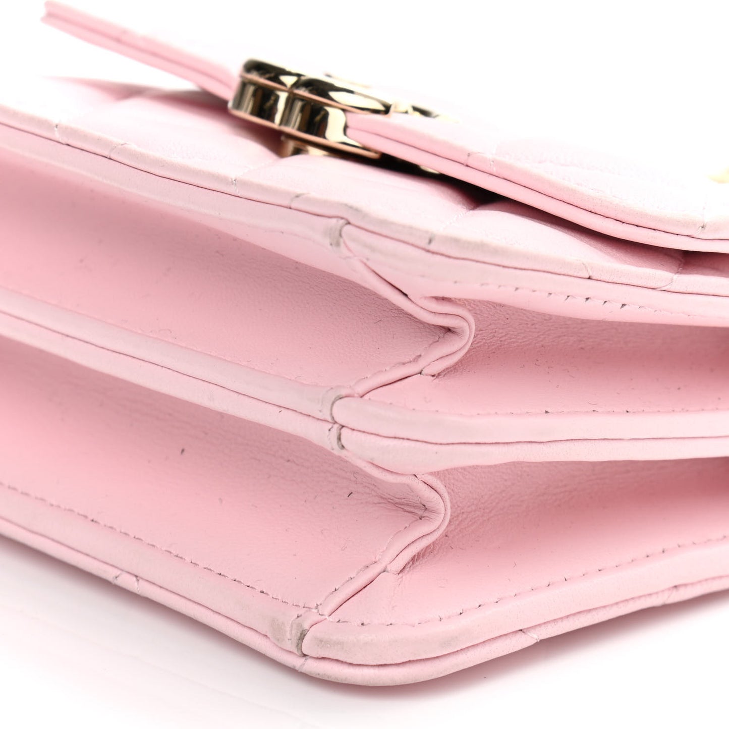 Lambskin Quilted Pick Me Up Clutch With Chain Pink