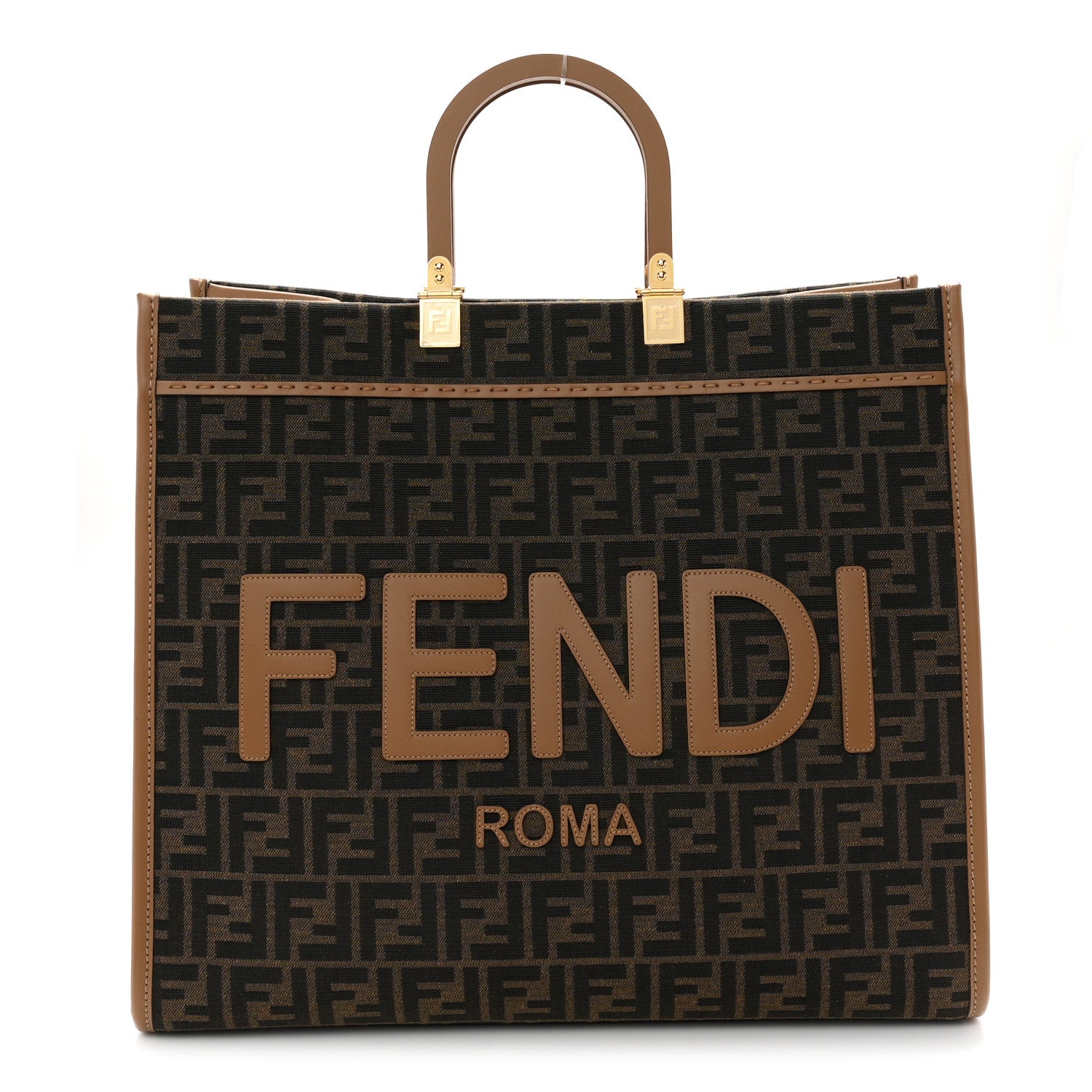 Fendi Fabric Jacquard FF 1974 Logo Large Fendi Sunshine Shopper