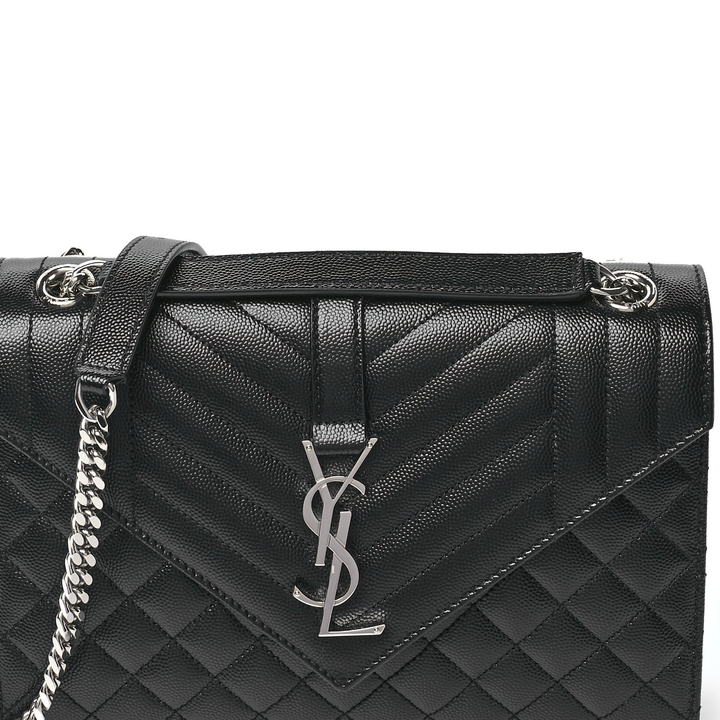 Grain De Poudre Textured Mixed Matelasse Triquilt Medium Monogram Satchel Black
