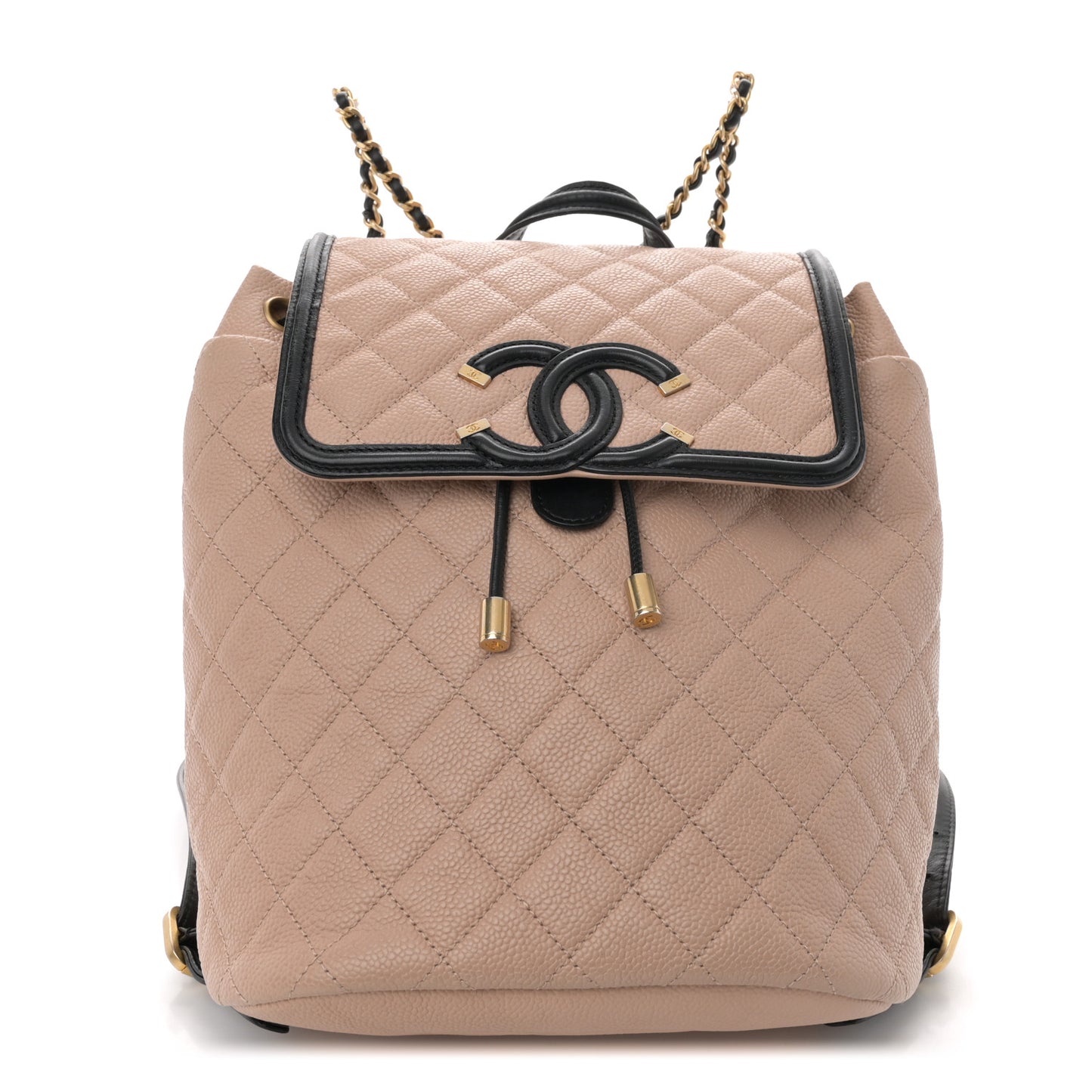 Caviar Quilted Filigree Backpack Beige Black