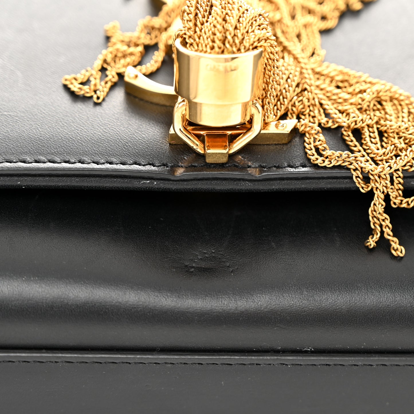 Smooth Calfskin Medium Classic Monogram Kate Tassel Satchel Black