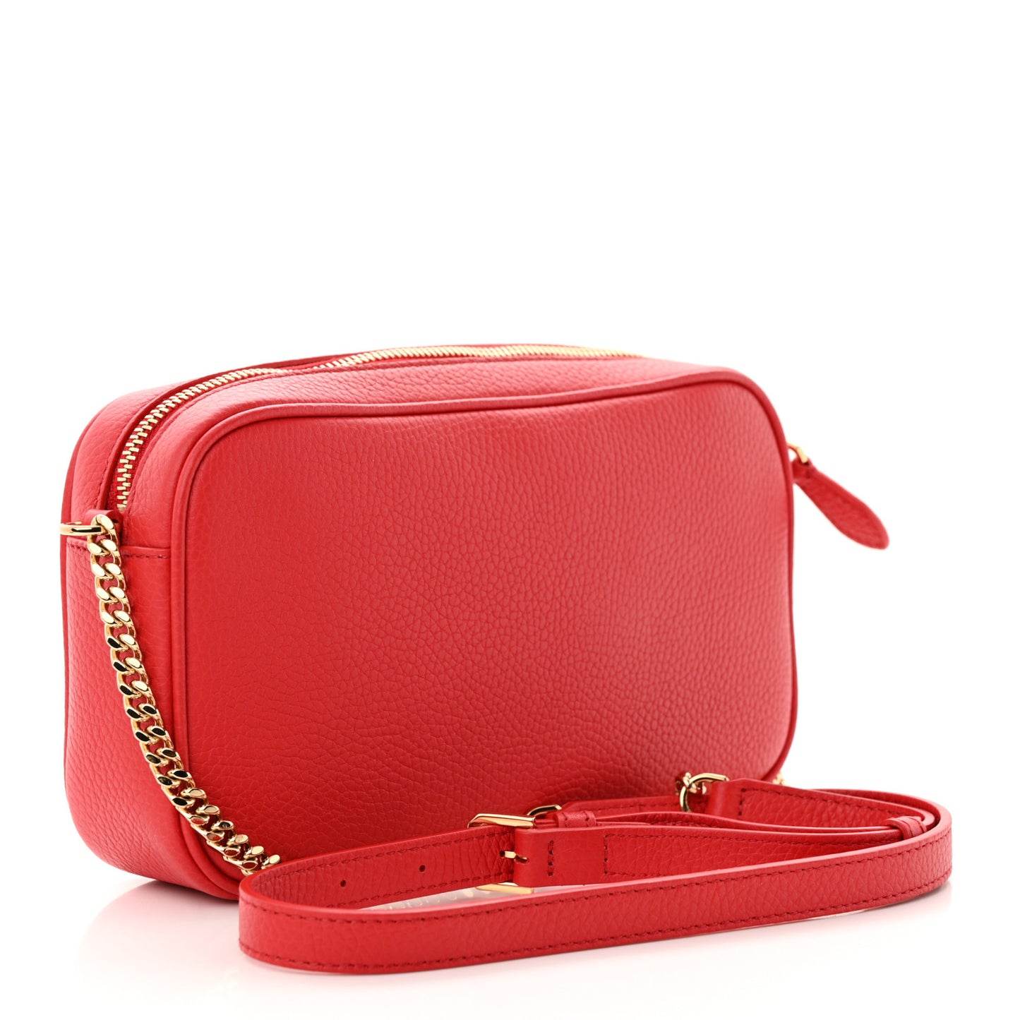 Calfskin Monogram Embossed Small Elongated Camera Bag Red