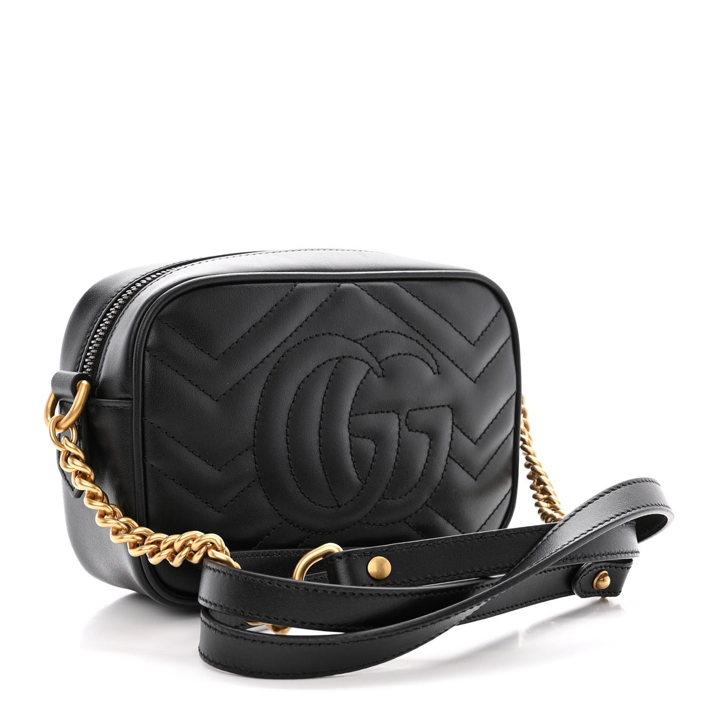 Calfskin Matelasse Mini GG Marmont Chain Shoulder Bag Black