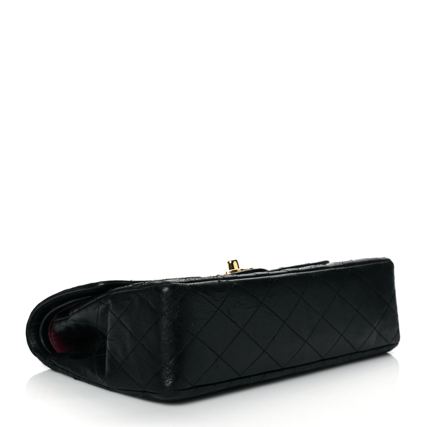 Lambskin Quilted Medium Double Flap Black