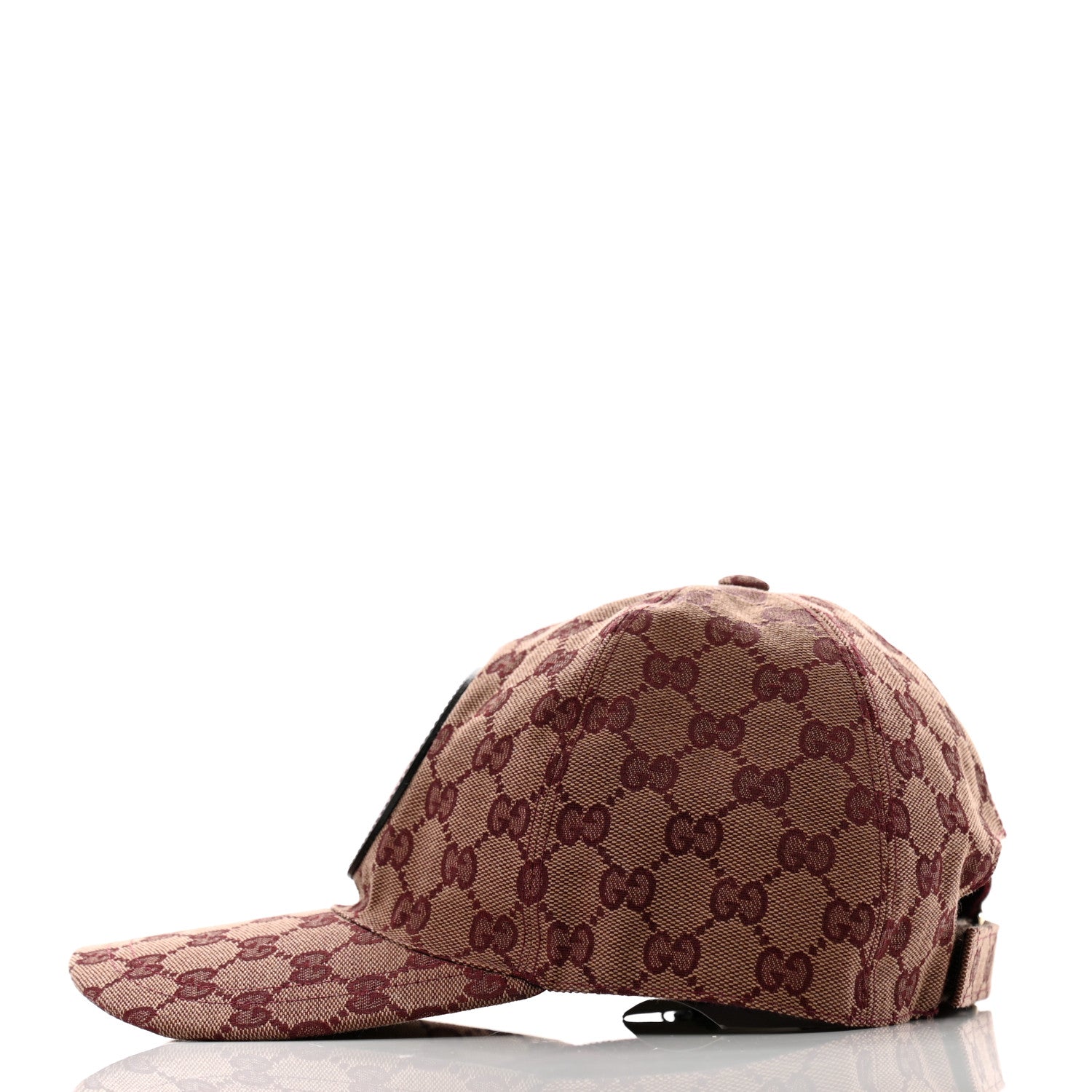 Gucci Monogram Textured Dollar Calfskin Zeno Baseball Hat L Camel Bordeaux 4 of 10