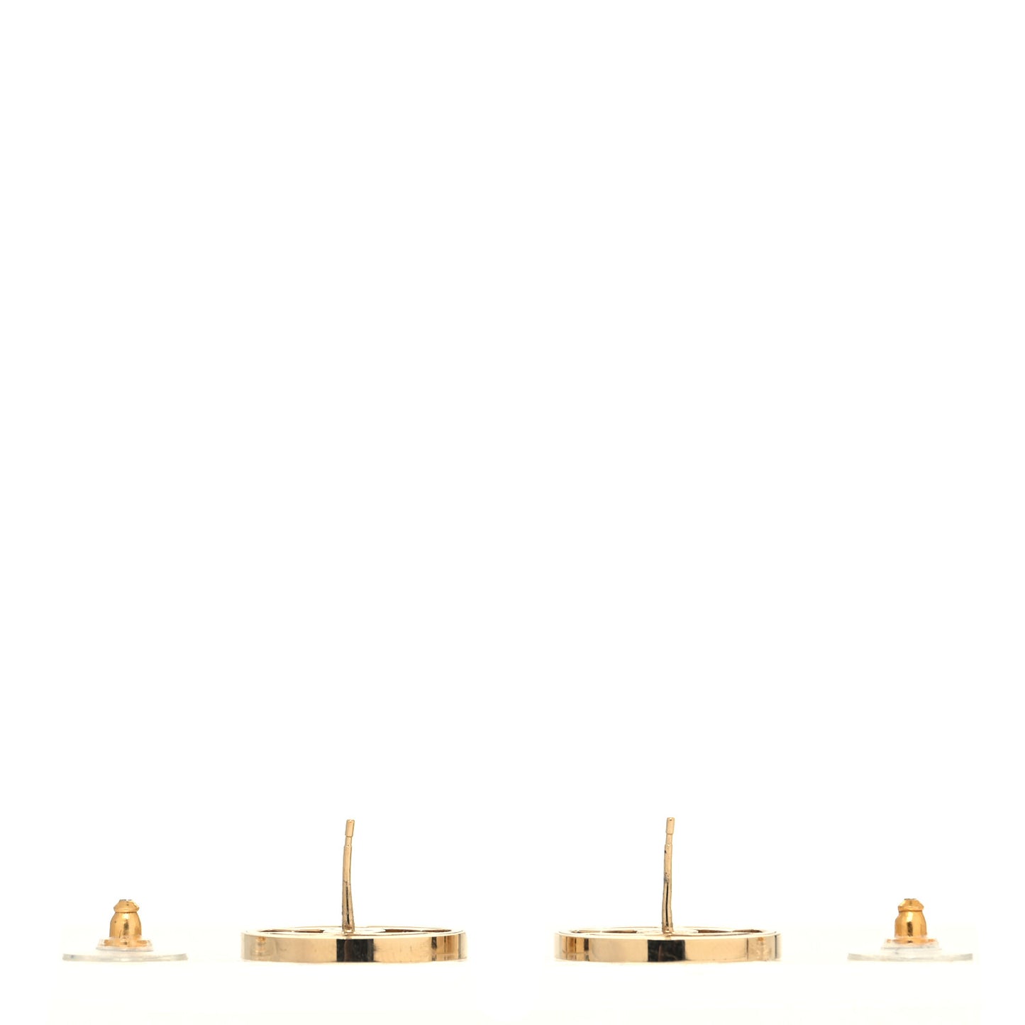 Metal Mesh Circle CC Earrings Gold
