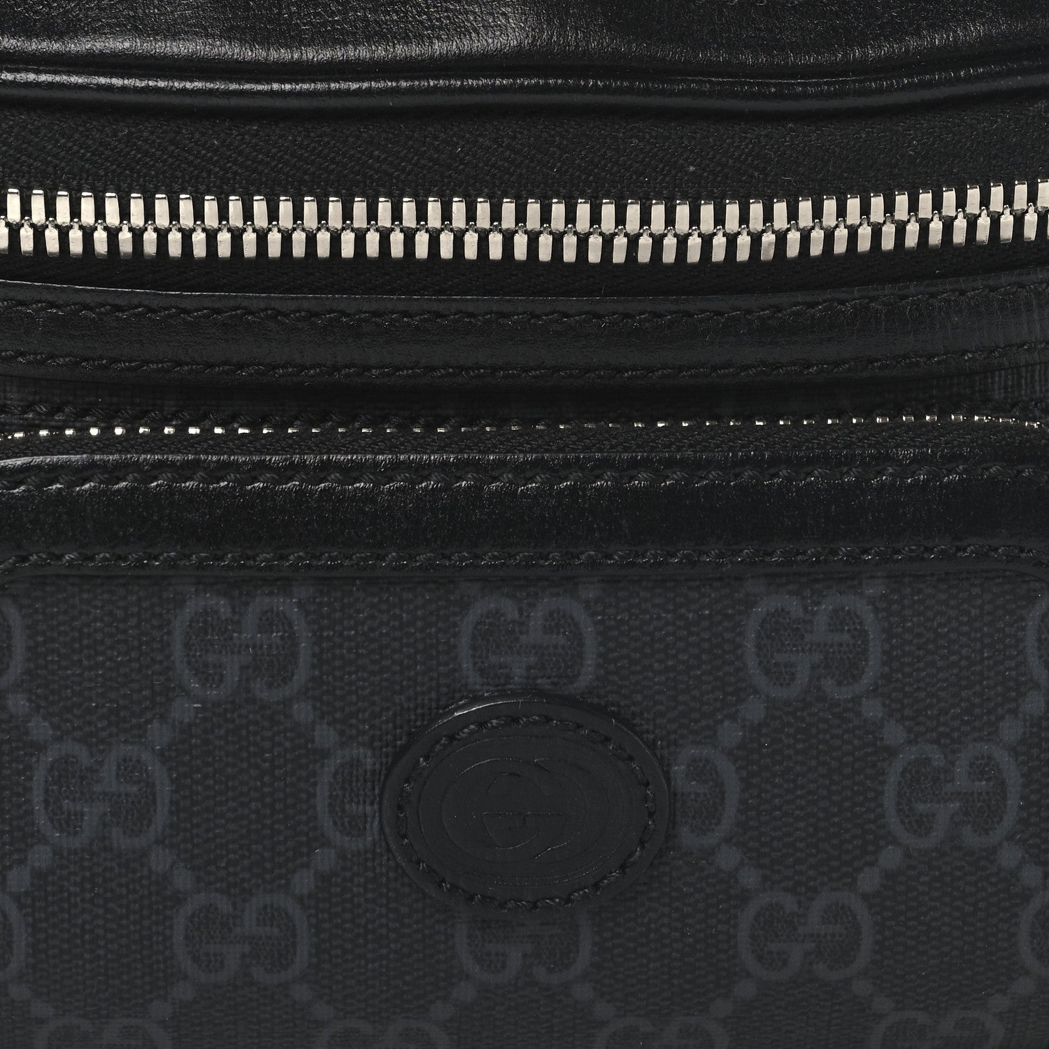 Gucci GG Supreme Monogram Textured Calfskin Retro Interlocking G Belt Bag Black 8 of 11