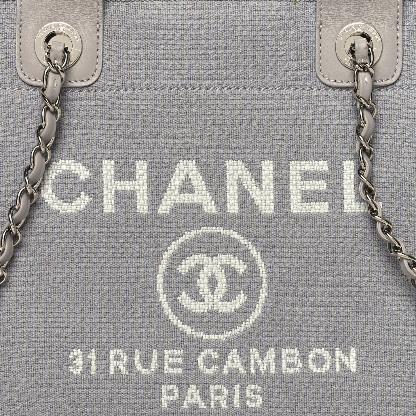 Mixed Fibers Calfskin Small Deauville Tote Grey