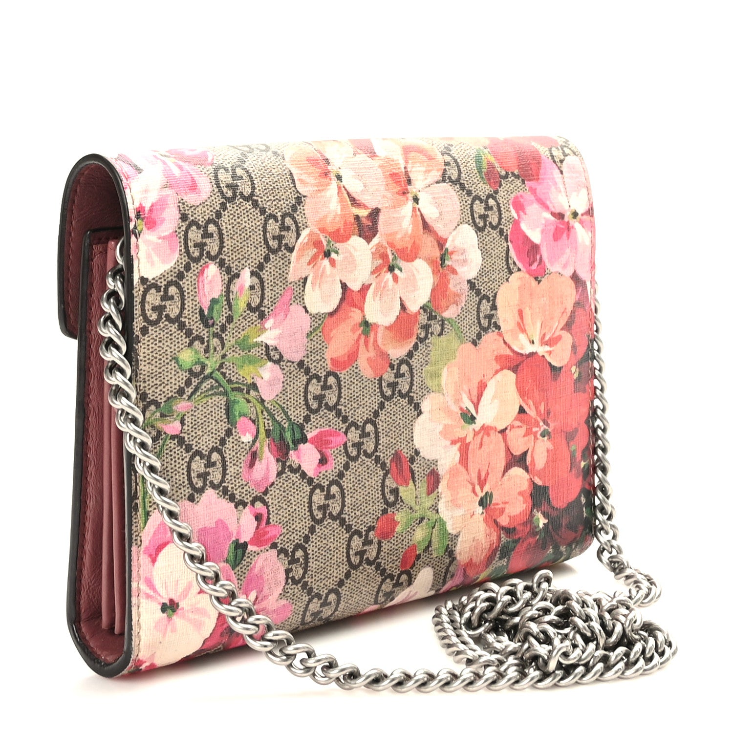 Gucci GG Supreme Monogram Blooms Mini Dionysus Chain Wallet Beige Multicolor Dry Rose 3 of 10
