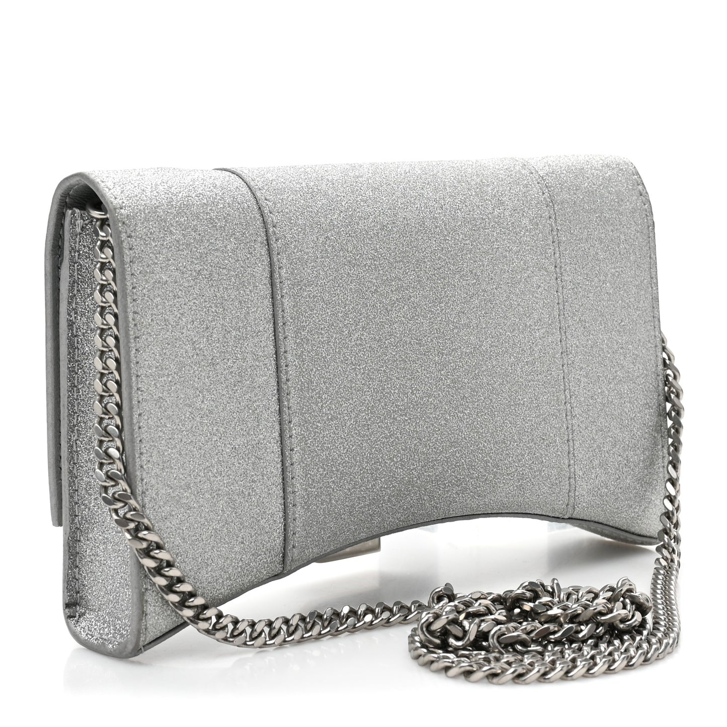 Sparkling Fabric XS Hourglass Wallet On Chain Silver