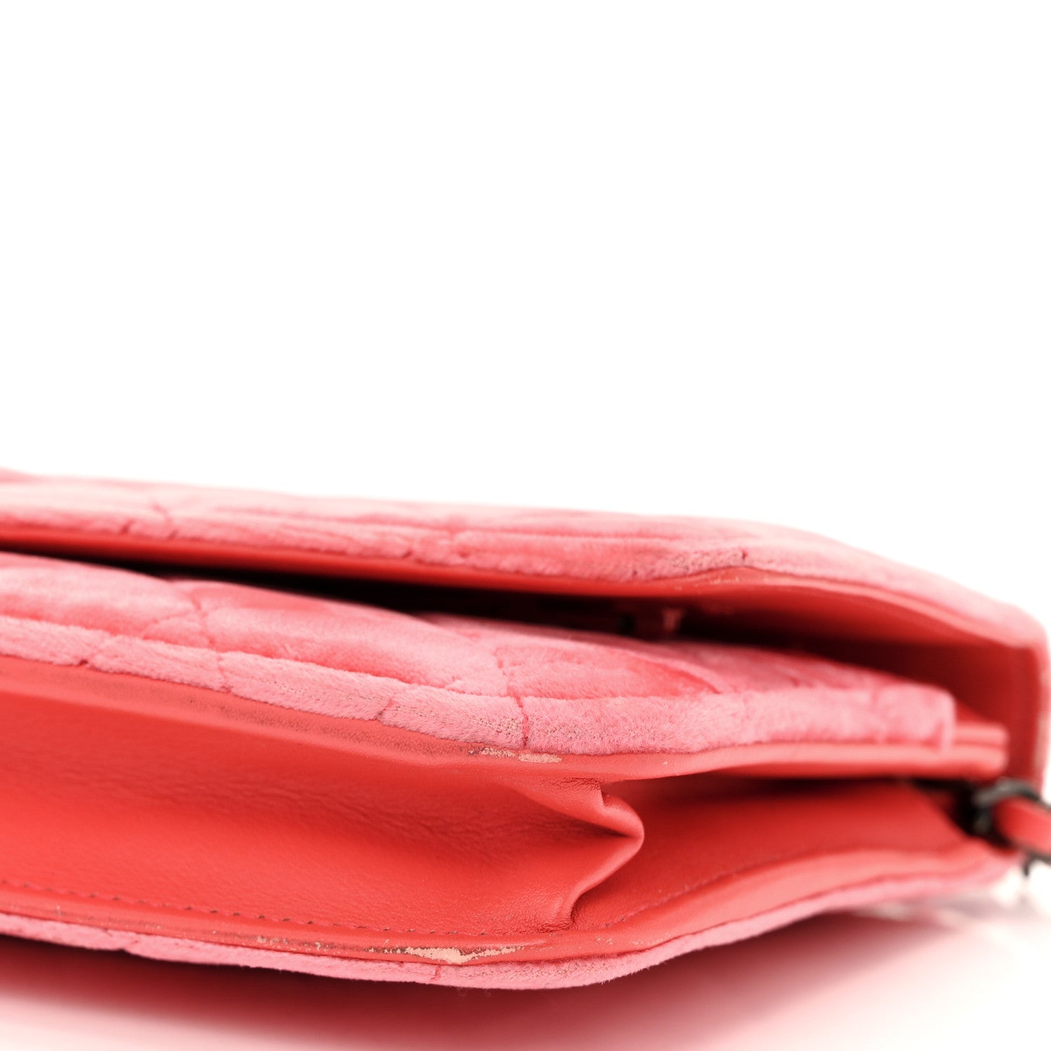 Chanel Velvet Quilted Wallet On Chain WOC Coral 11 of 11