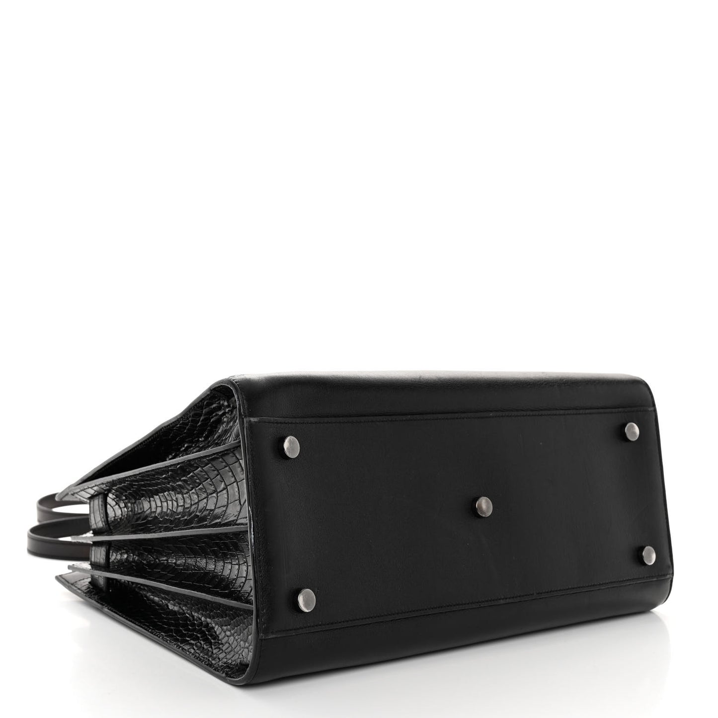 Calfskin Crocodile Embossed Small Sac de Jour Black