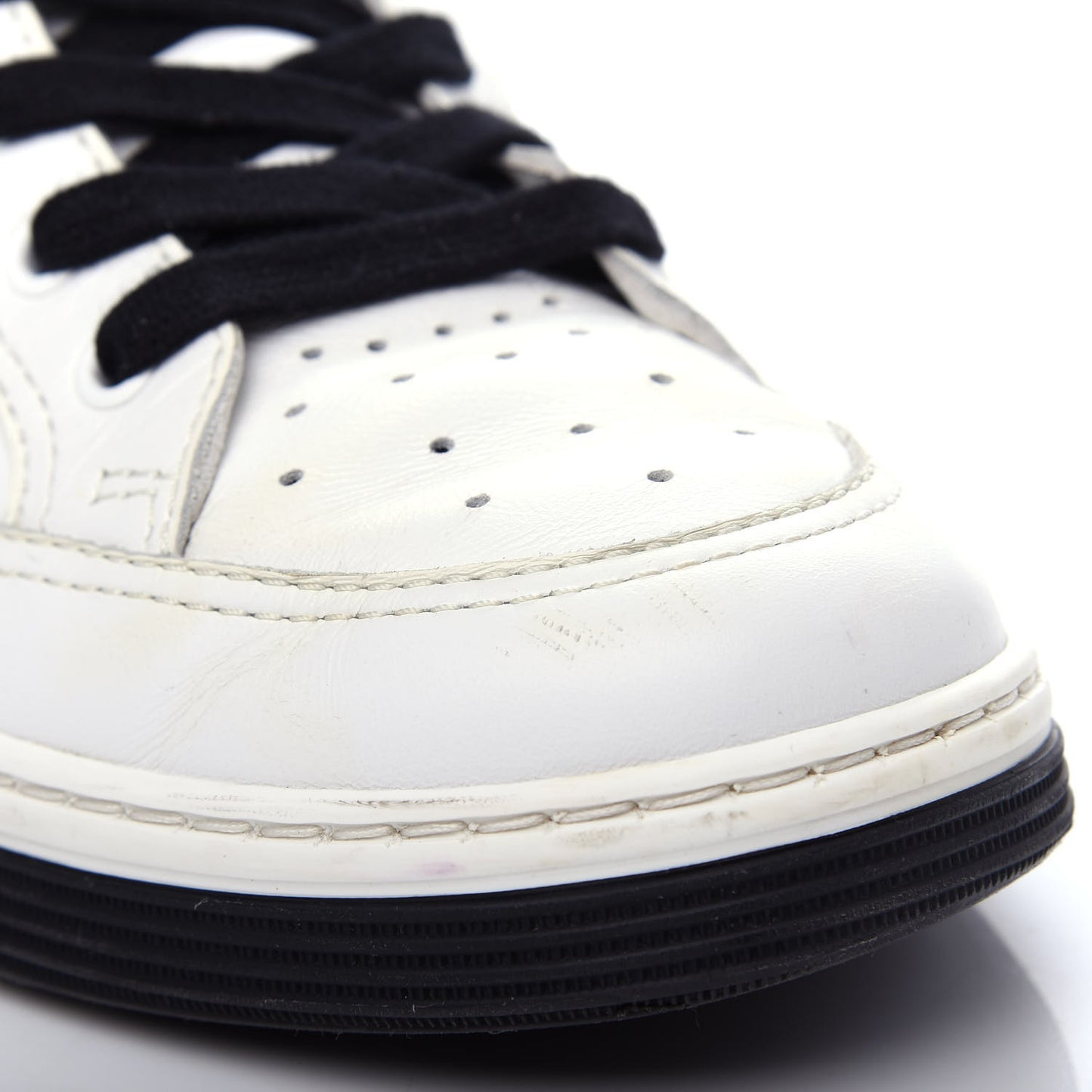 Calfskin Womens Logo High Top Sneakers 40.5 Black White