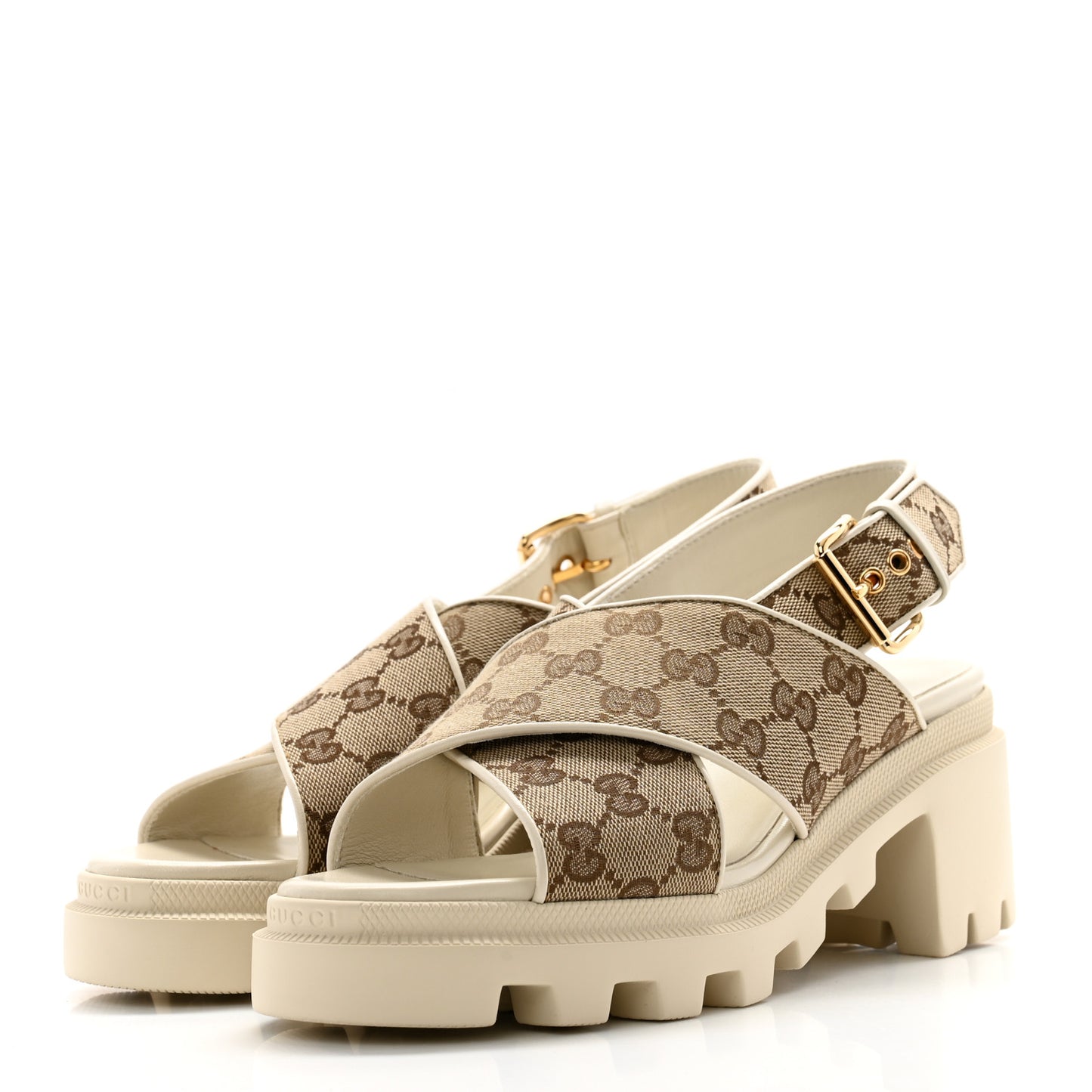 Monogram Granada Kid Trip 40/72mm Lug Sole Sandals 39 Beige Ebony Mystic White