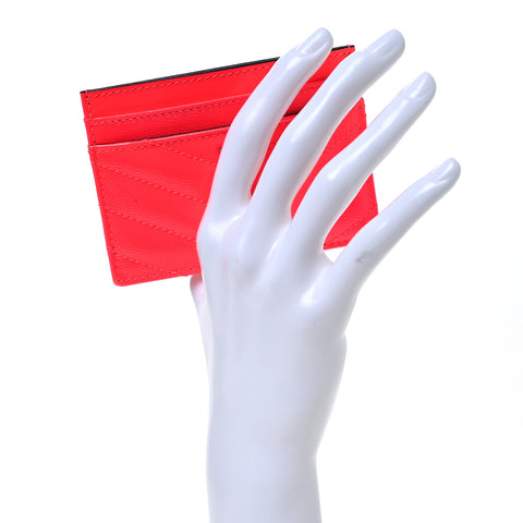 Patent Grain De Poudre Matelasse Chevron Monogram Credit Card Case Neon Pink