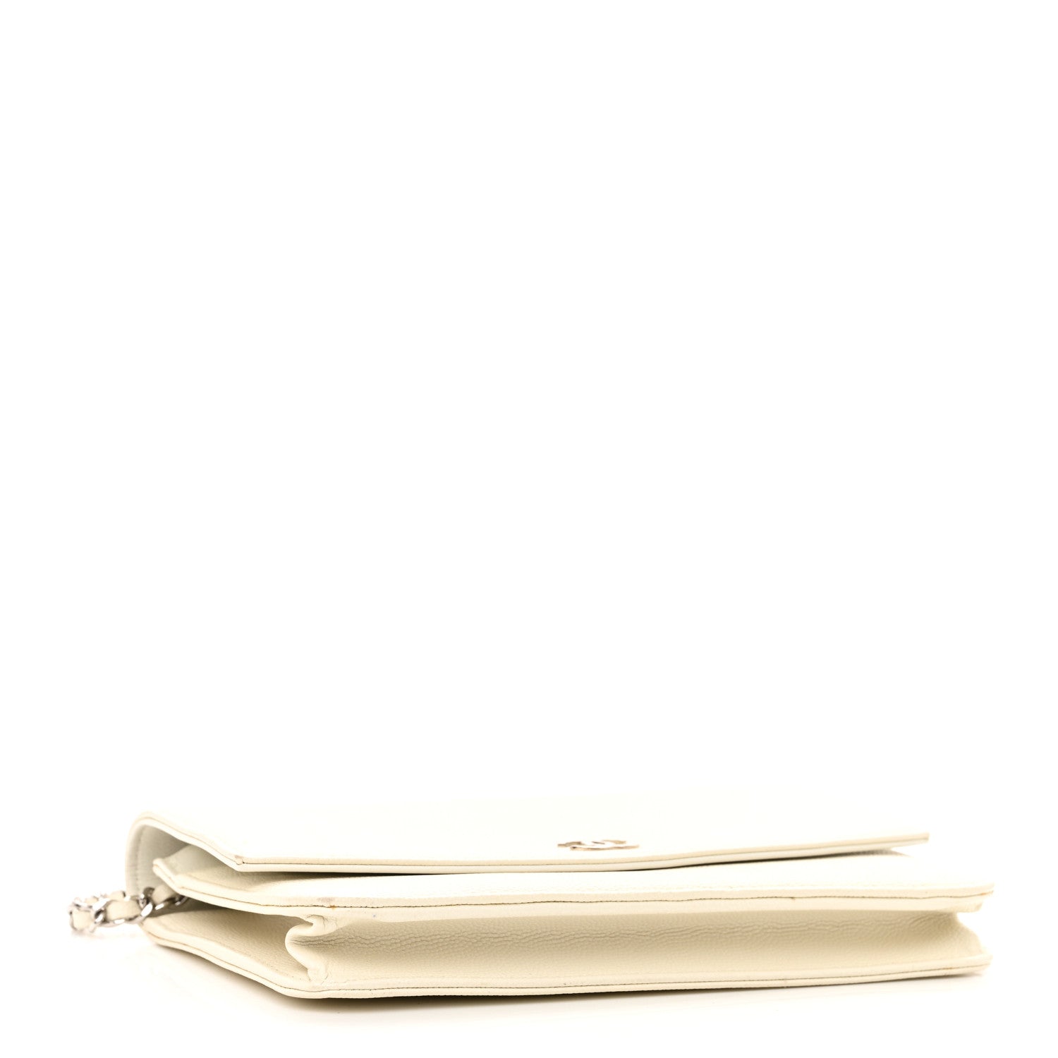 Chanel Metallic Caviar Sevruga Wallet on Chain WOC White 4 of 11