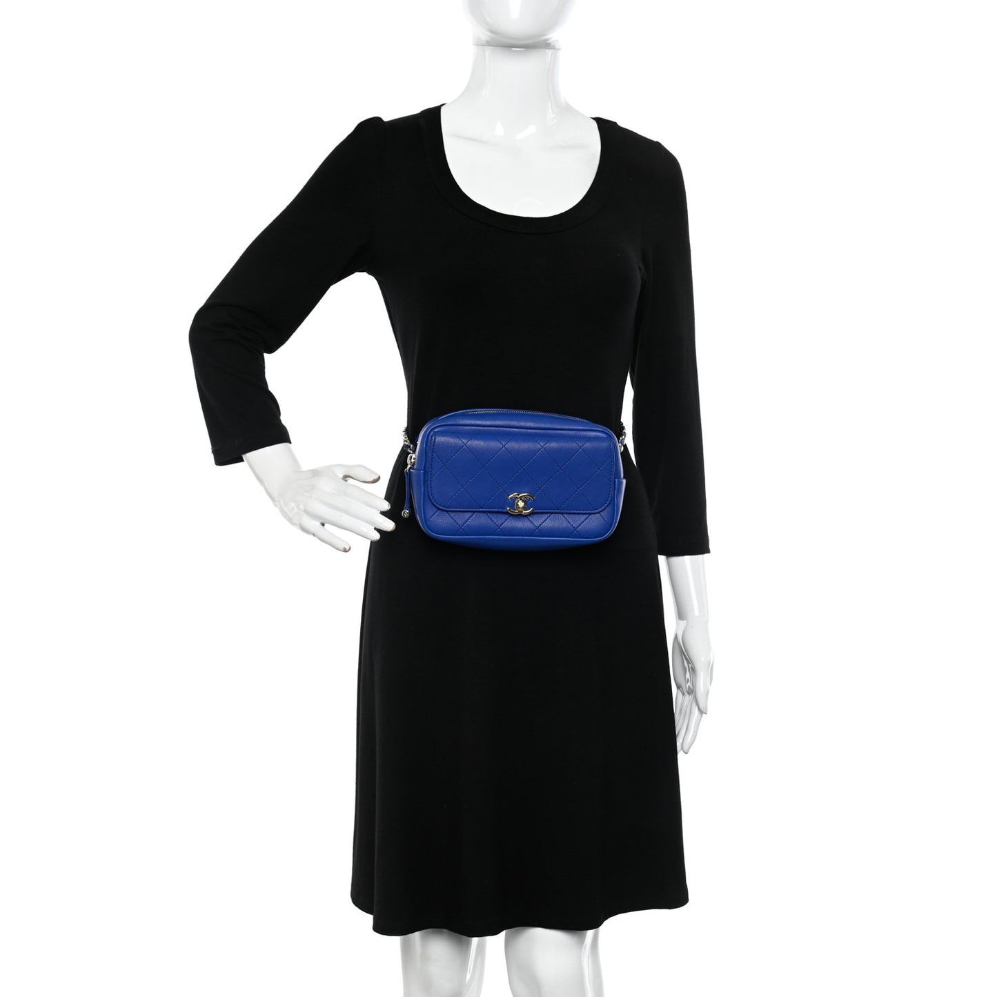 Calfskin Casual Trip Waist Bag Blue