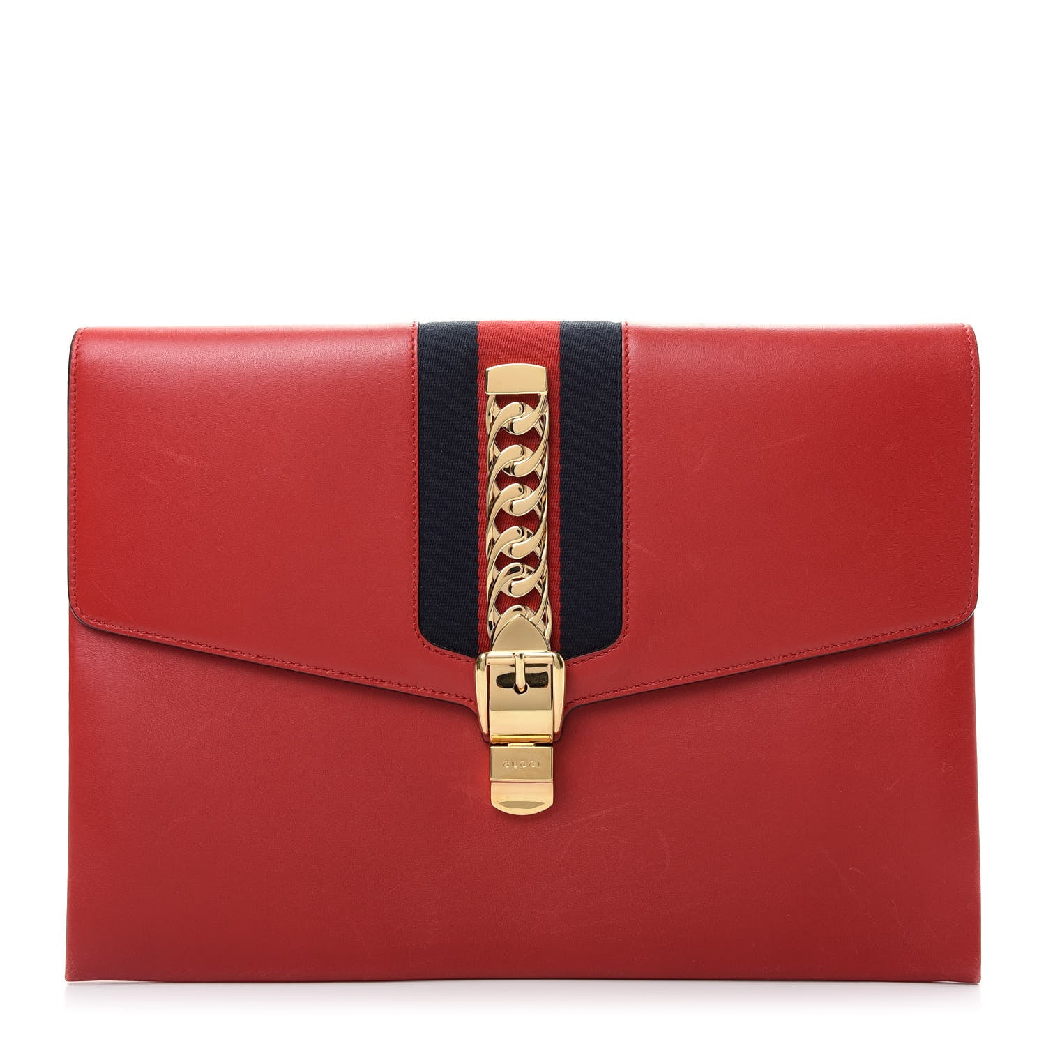 Gucci Calfskin Maxi Sylvie Clutch Red 1 of 10