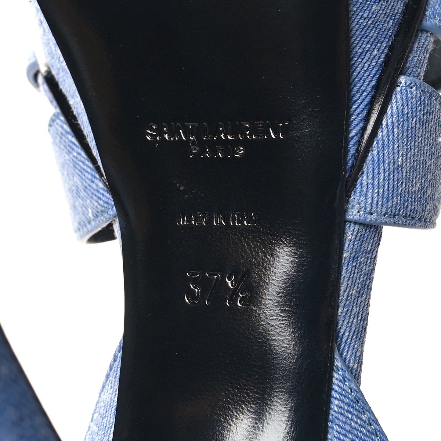 SAINT LAURENT Denim Tribute 75 Platform Sandals 37.5 Blue