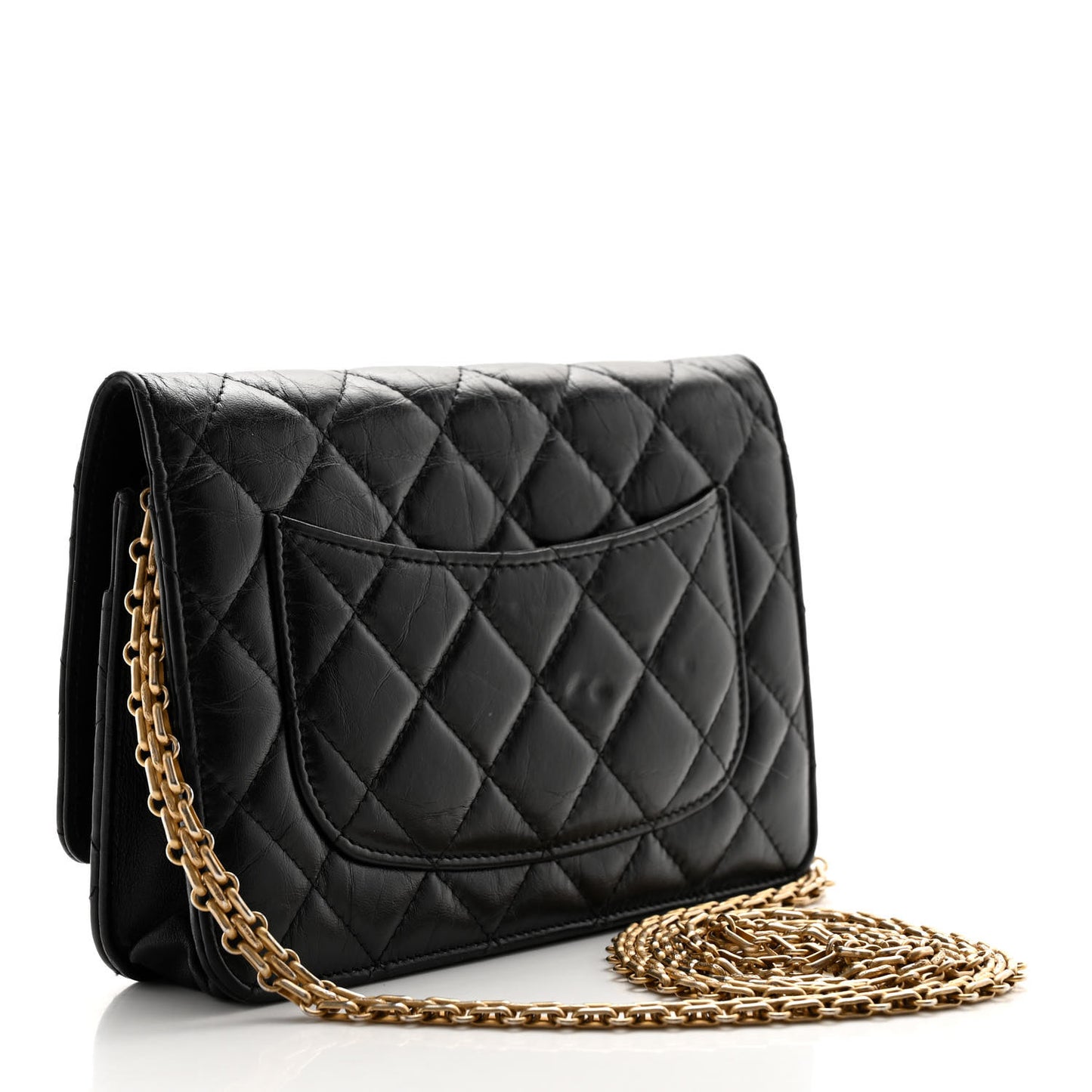 Aged Calfskin Quilted Reissue Wallet On Chain WOC Black