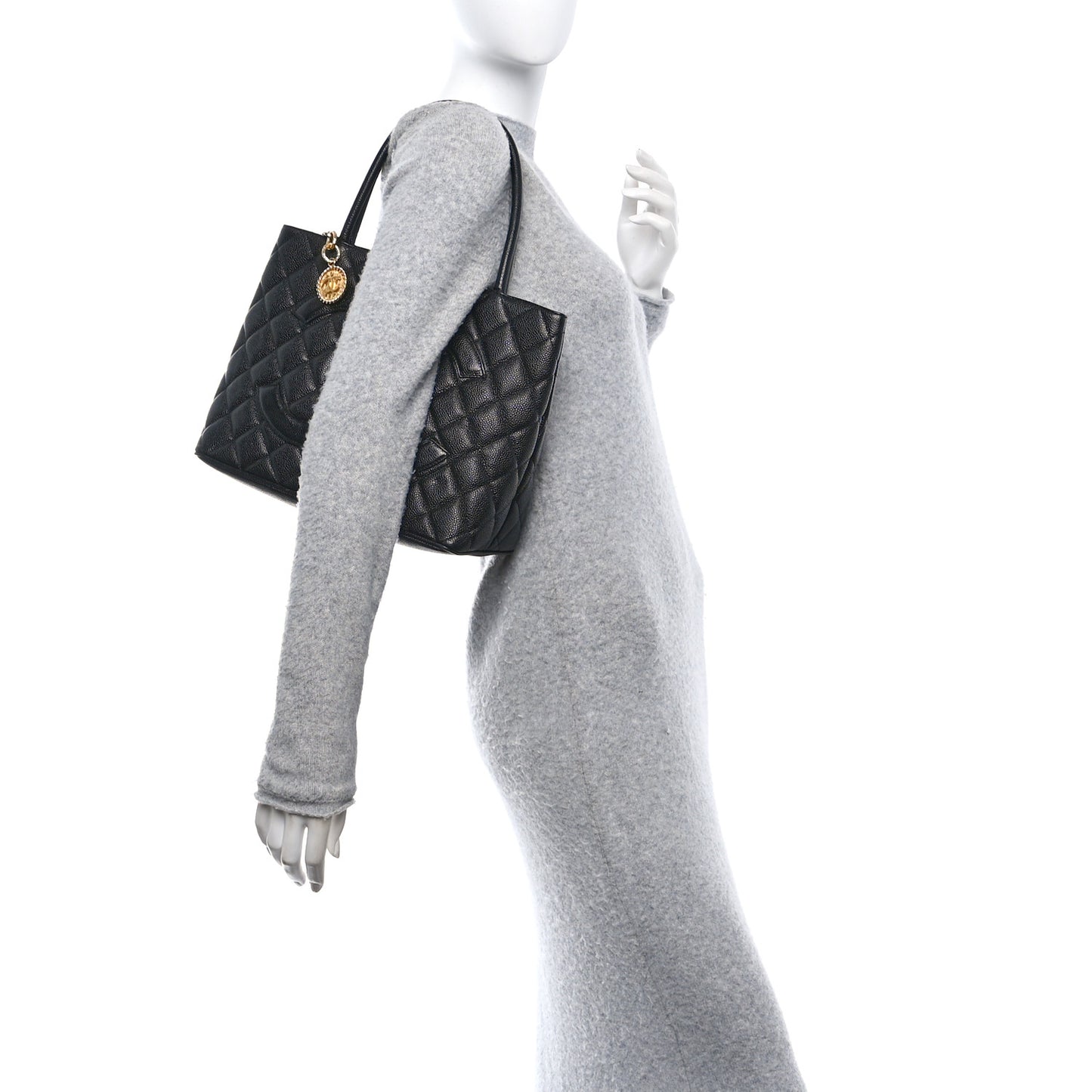 Caviar Quilted Medallion Tote Black