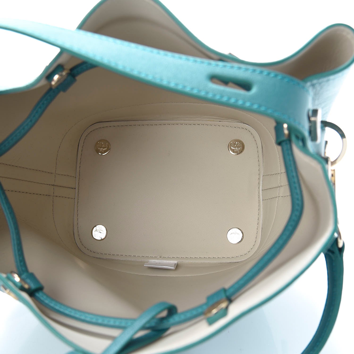 MCM Goatskin Milano Drawstring Mini Bag Deep Lagoon 5 of 11