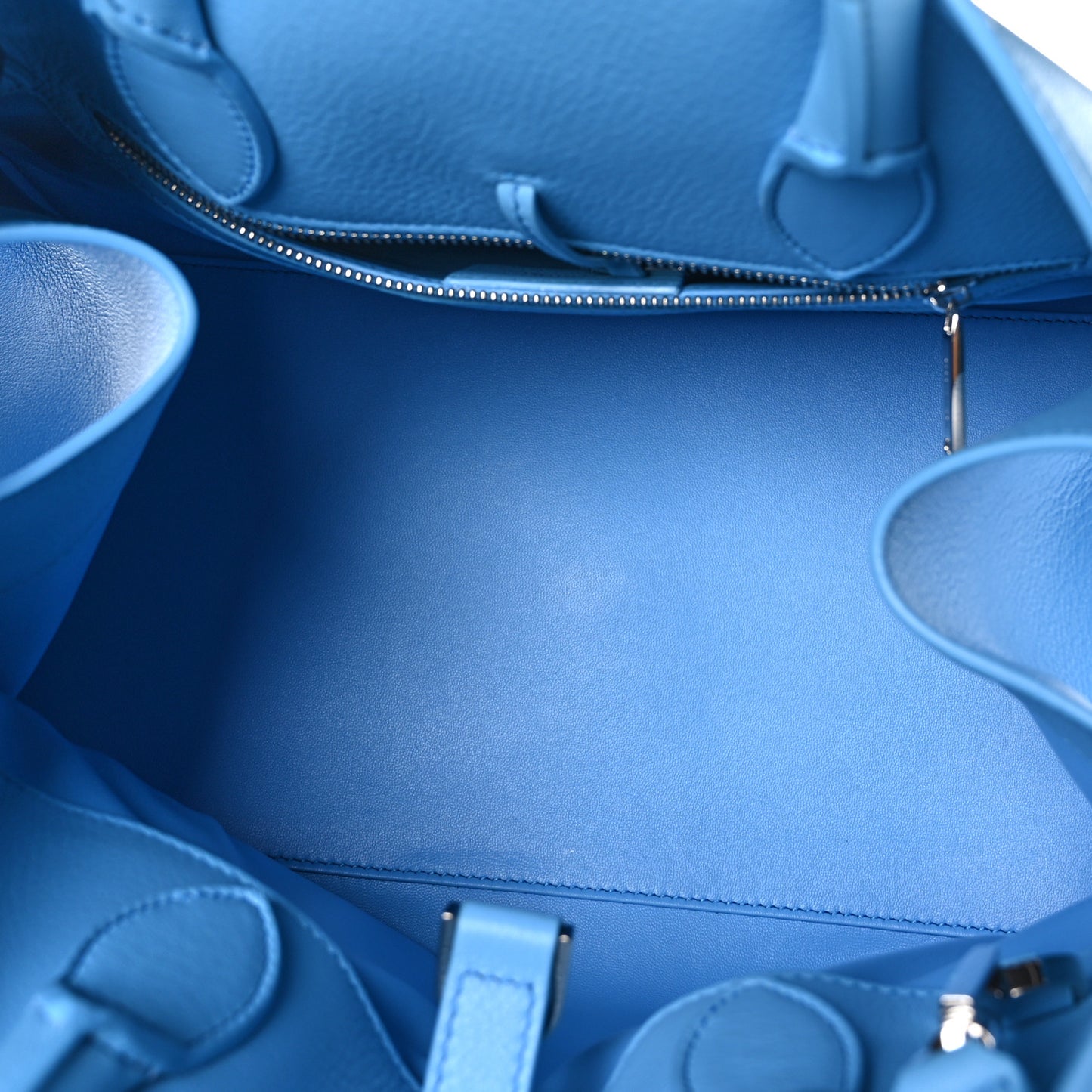 Natural Grain Calfskin Small Hug Bag Light Blue