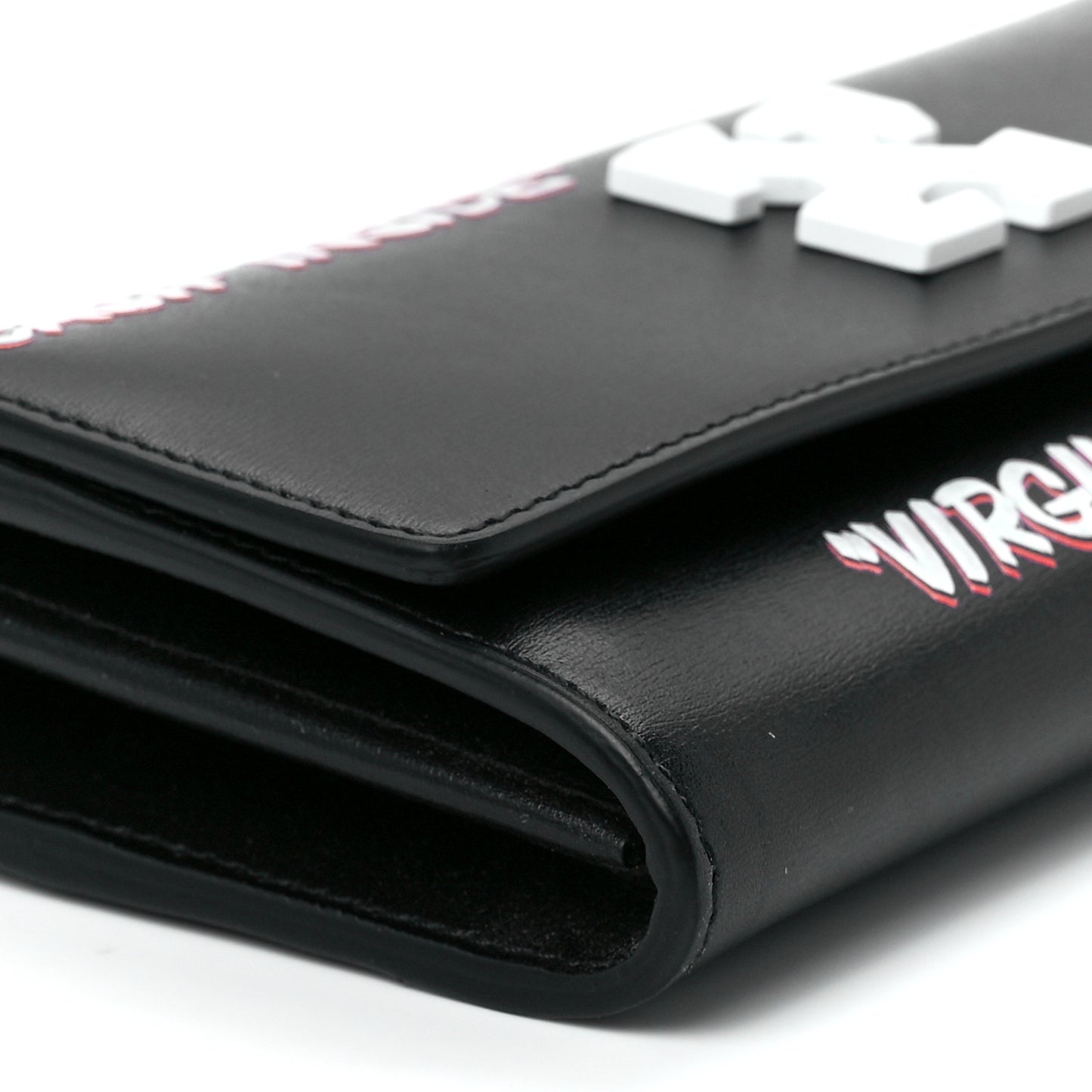 Calfskin Jitney Logo Flap Wallet On Chain Black