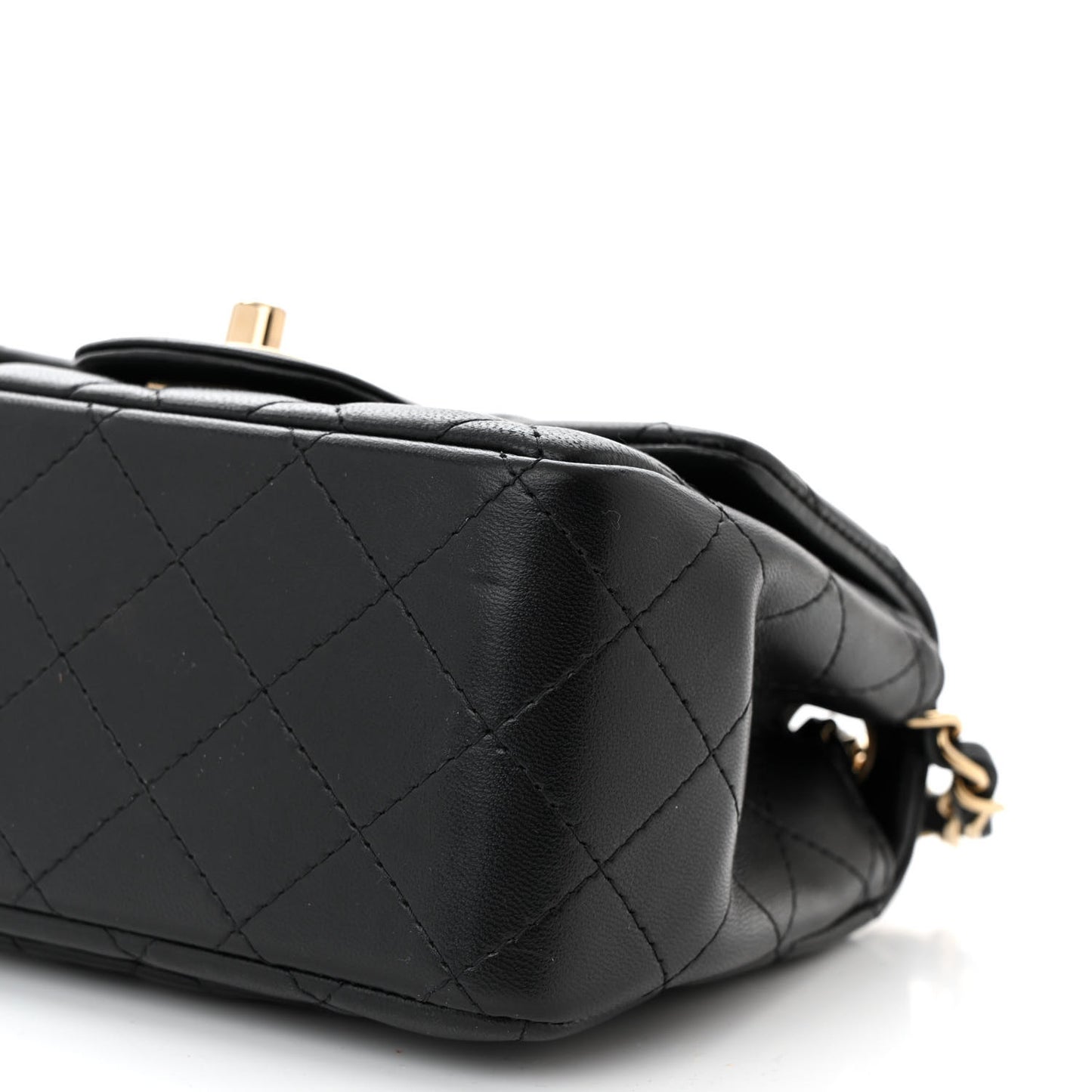 Lambskin Quilted Mini Square Flap Black