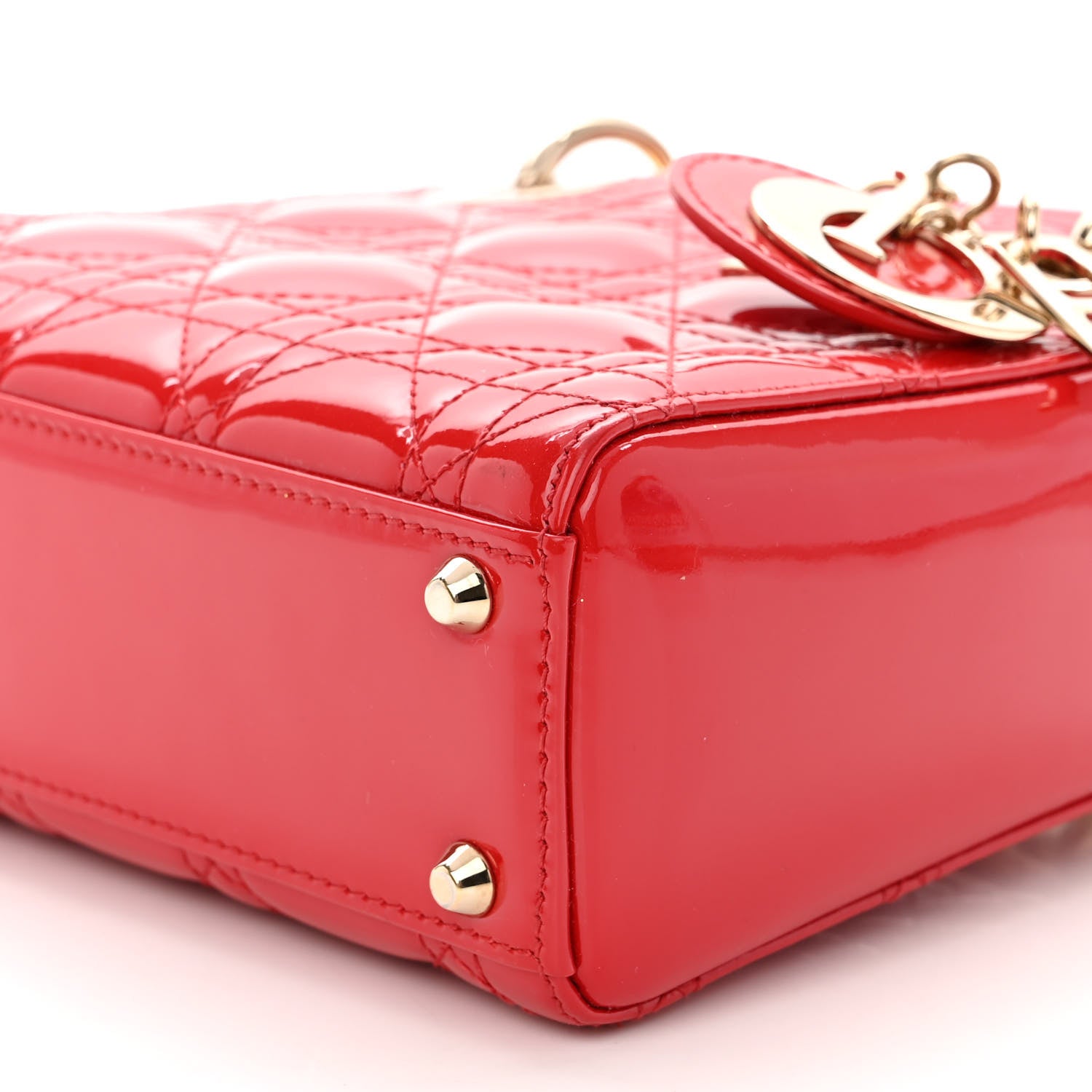 Christian Dior Patent Cannage Mini Lady Dior Red 9 of 10