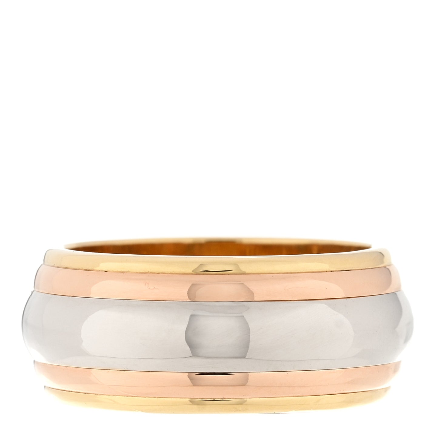 18K Pink Yellow White Gold Trinity Saturn Band Ring 54 6.75