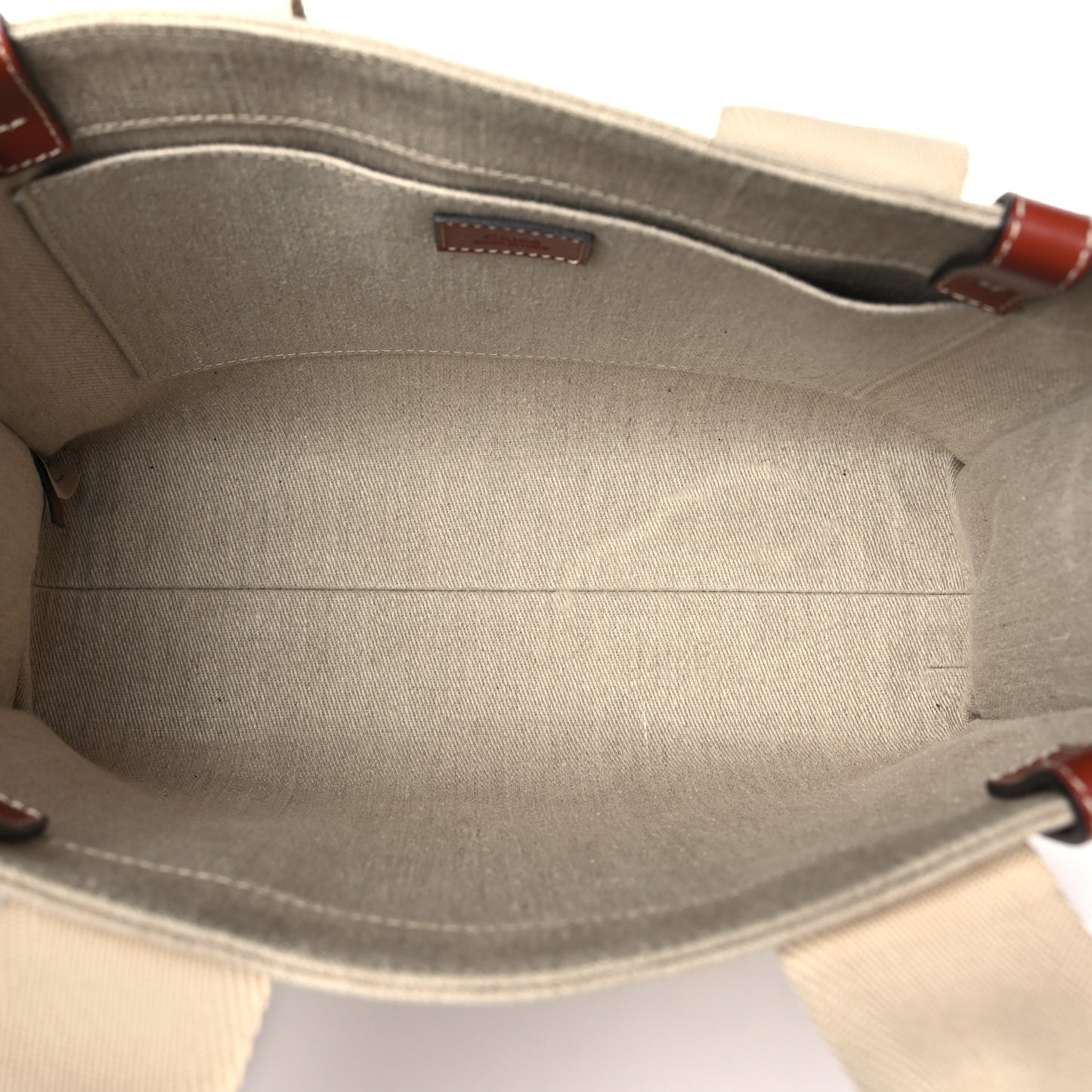 Cotton Calfskin Medium Woody Ribbon Tote White Brown
