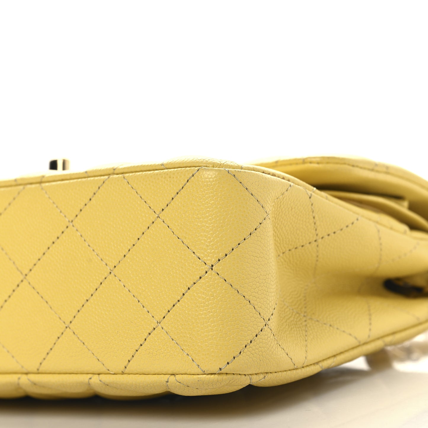 Caviar Quilted Small Double Flap Light Yellow