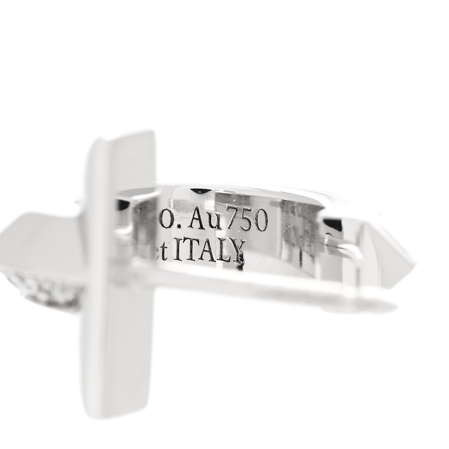 18K White Gold Diamond T1 Hoop Earrings