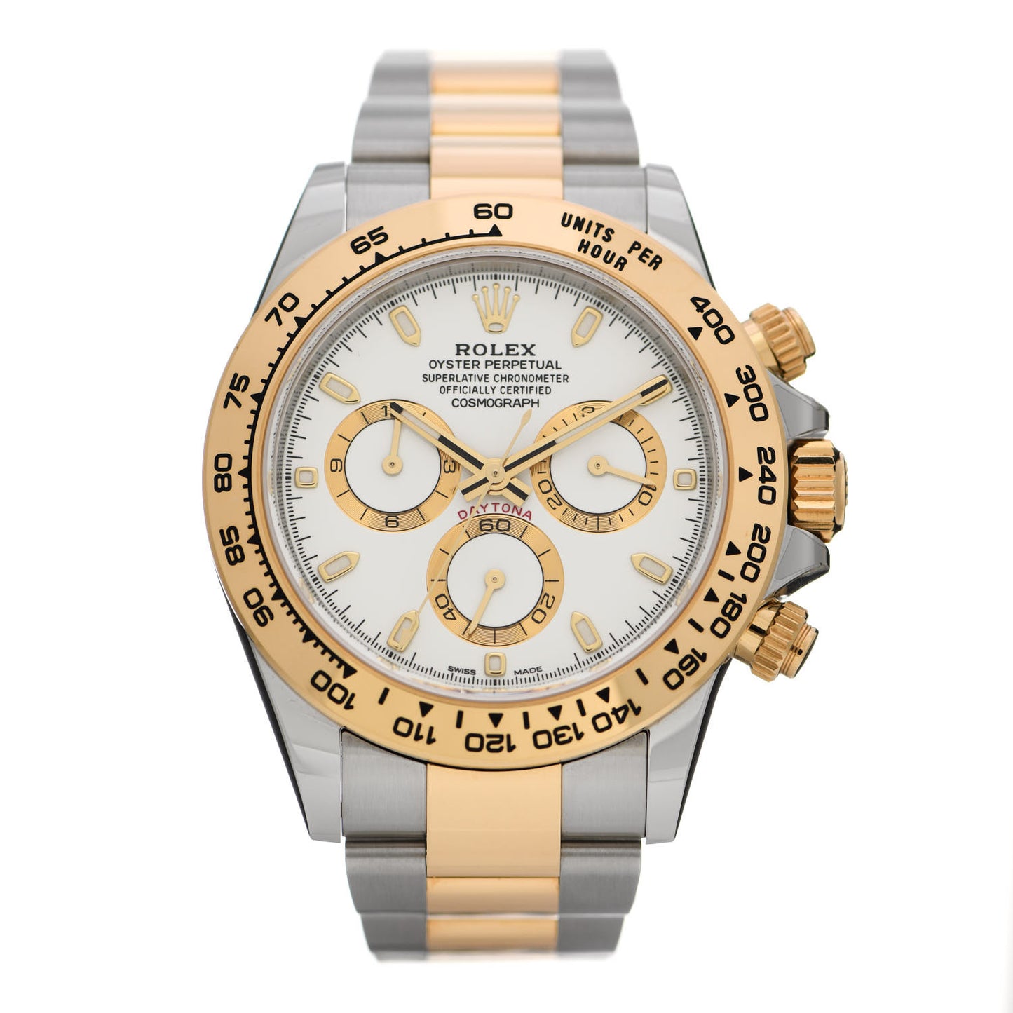 Stainless Steel 18K Yellow Gold 40mm Oyster Perpetual Cosmograph Daytona Watch White 116503