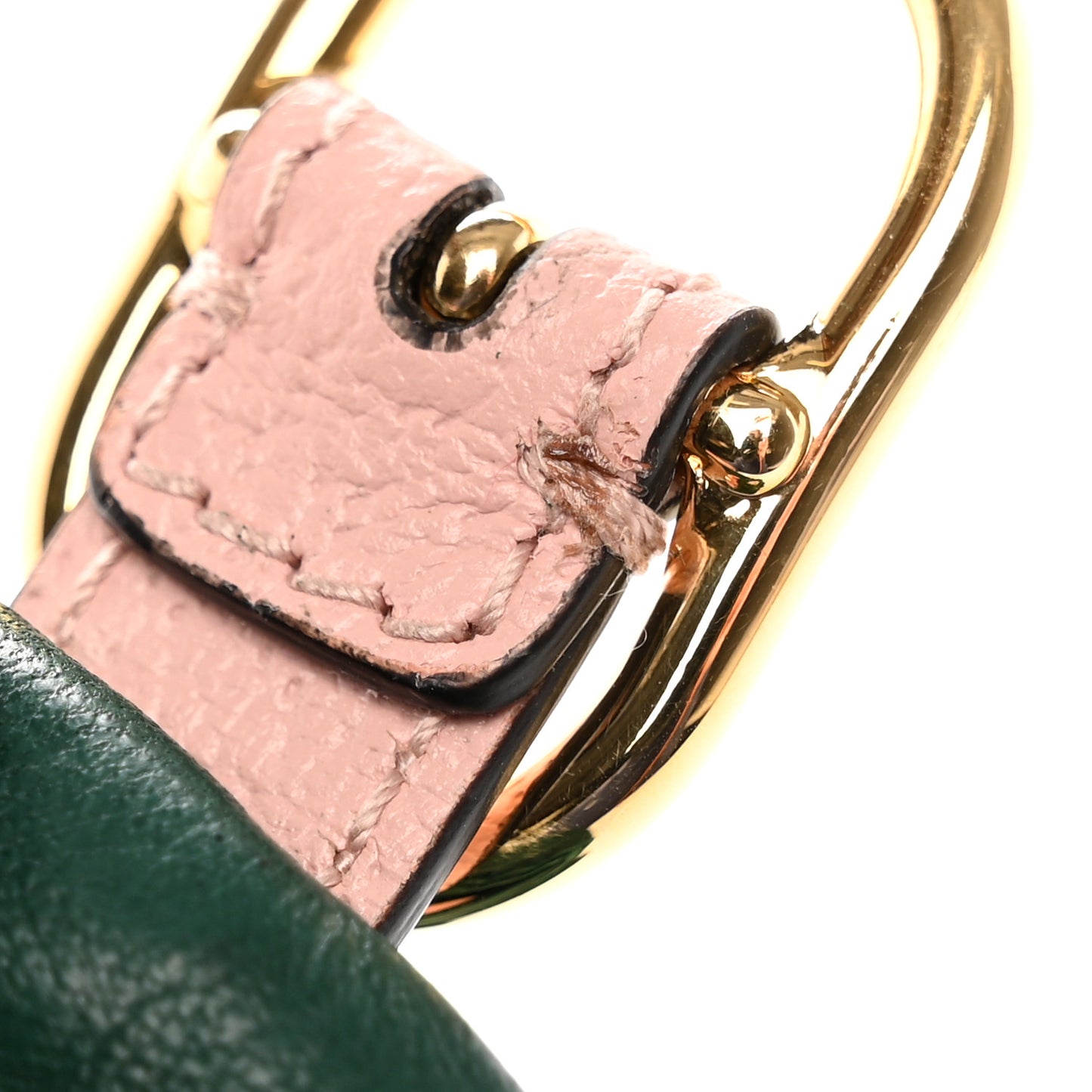 Calfskin Gloves With Buckle M Green Pink